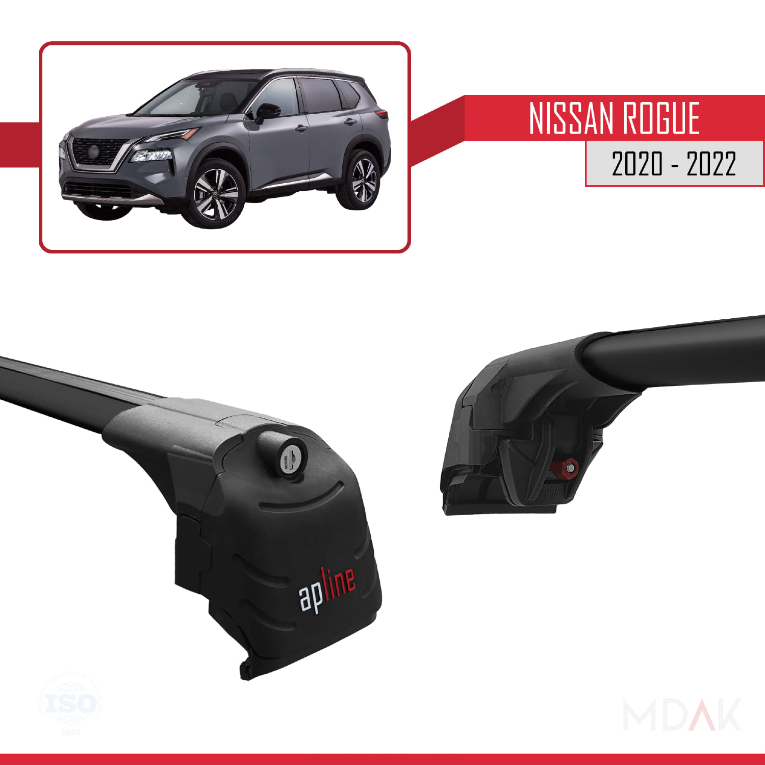 Nissan Rogue 2020-2022 Arası ile Uyumlu ACE-2 Model Ara Atkı Tavan Barı Siyah 2 Adet - Görsel 3