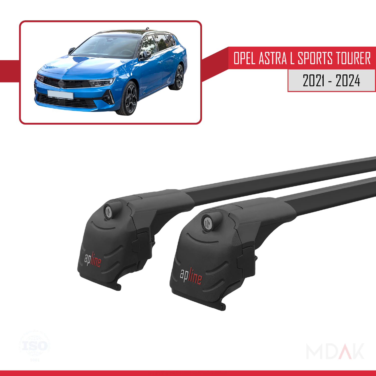 Opel Astra L Sports Tourer 2021-2024 Arası ile Uyumlu ACE-2 Model Ara Atkı Tavan Barı Siyah 2 Adet - Görsel 9