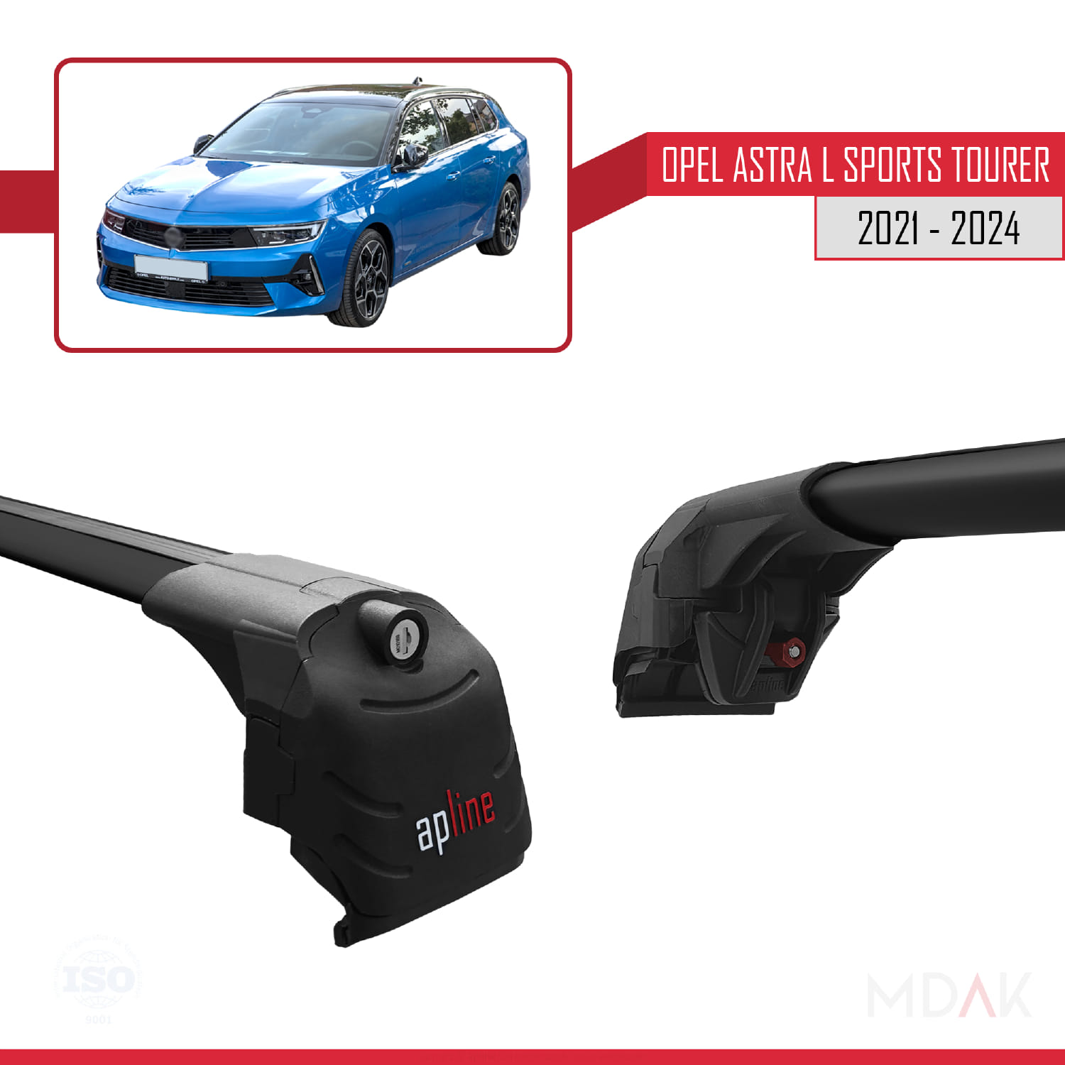 Opel Astra L Sports Tourer 2021-2024 Arası ile Uyumlu ACE-2 Model Ara Atkı Tavan Barı Siyah 2 Adet - Görsel 3