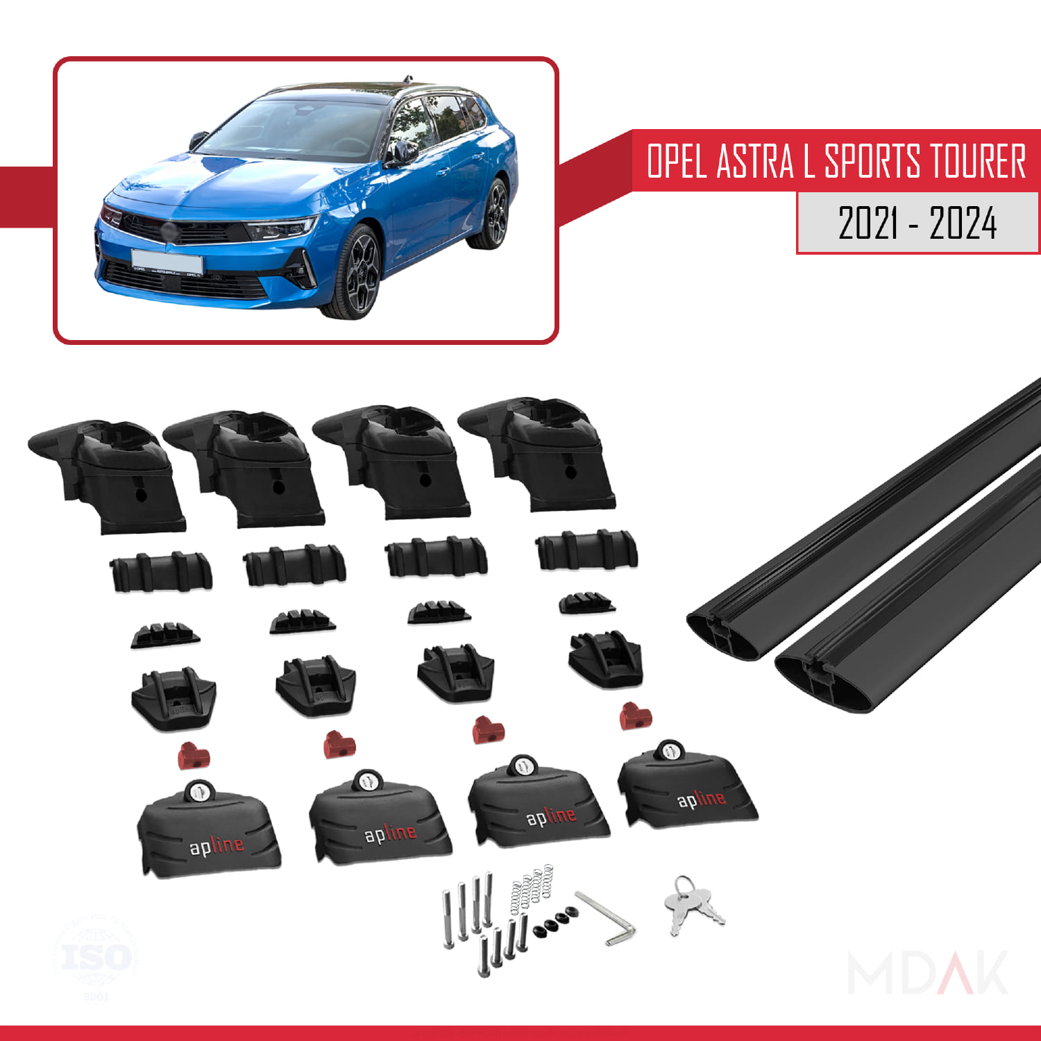Opel Astra L Sports Tourer 2021-2024 Arası ile Uyumlu ACE-2 Model Ara Atkı Tavan Barı Siyah 2 Adet - Görsel 5