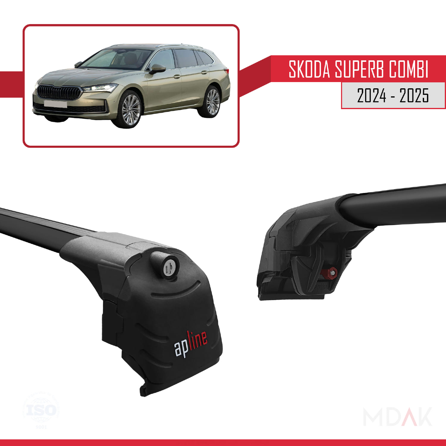 Skoda Superb Combi 2024 ve Sonrası ile Uyumlu ACE-2 Model Ara Atkı Tavan Barı Siyah 2 Adet - Görsel 3