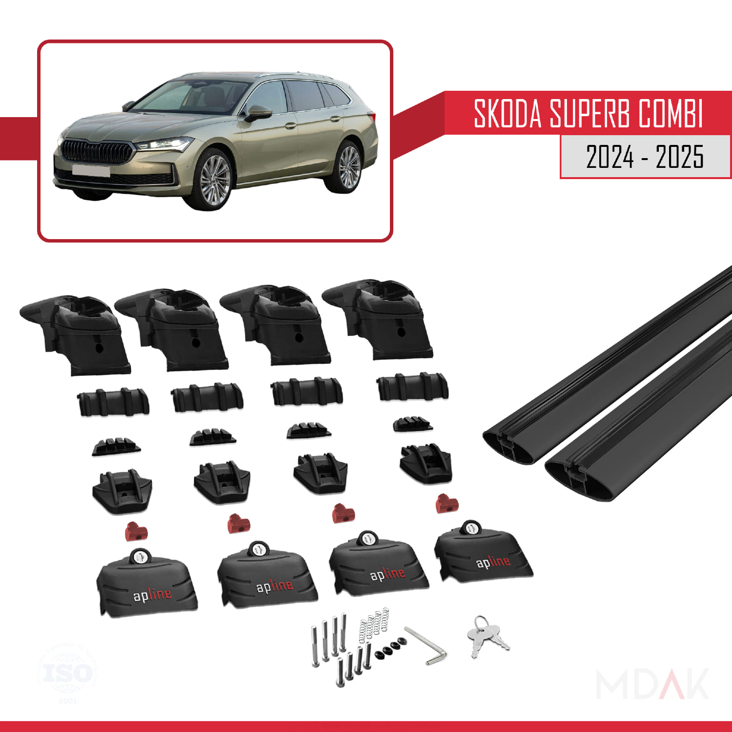 Skoda Superb Combi 2024 ve Sonrası ile Uyumlu ACE-2 Model Ara Atkı Tavan Barı Siyah 2 Adet - Görsel 5