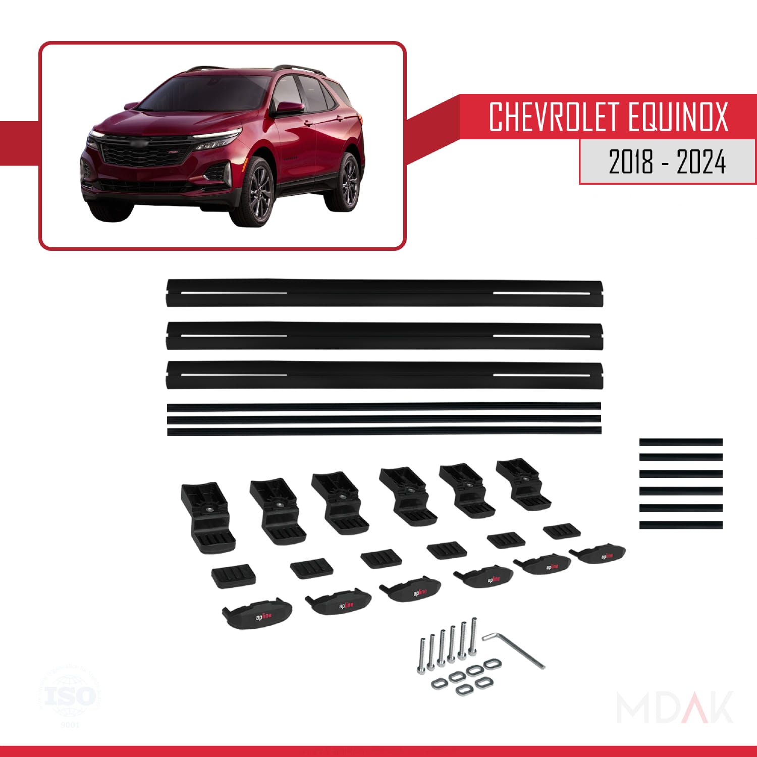 Chevrolet Equinox 2018-2024 Arası ile Uyumlu BASIC Model Ara Atkı Tavan Barı Siyah 3 Adet - Görsel 6