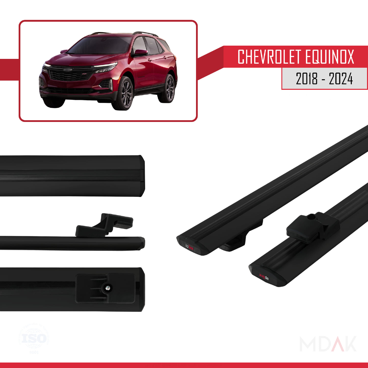 Chevrolet Equinox 2018-2024 Arası ile Uyumlu BASIC Model Ara Atkı Tavan Barı Siyah 2 Adet - Görsel 3