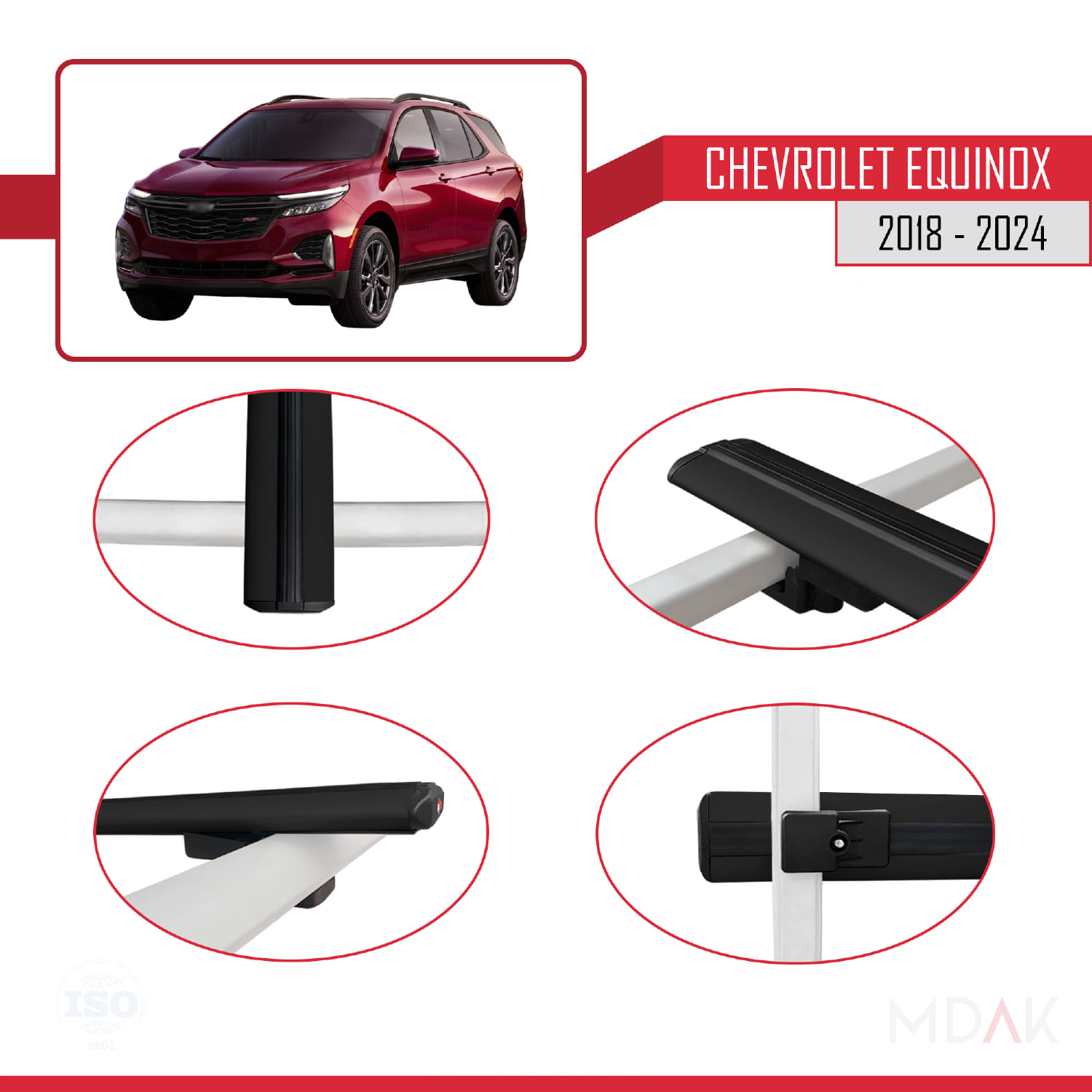 Chevrolet Equinox 2018-2024 Arası ile Uyumlu BASIC Model Ara Atkı Tavan Barı Siyah 2 Adet - Görsel 4