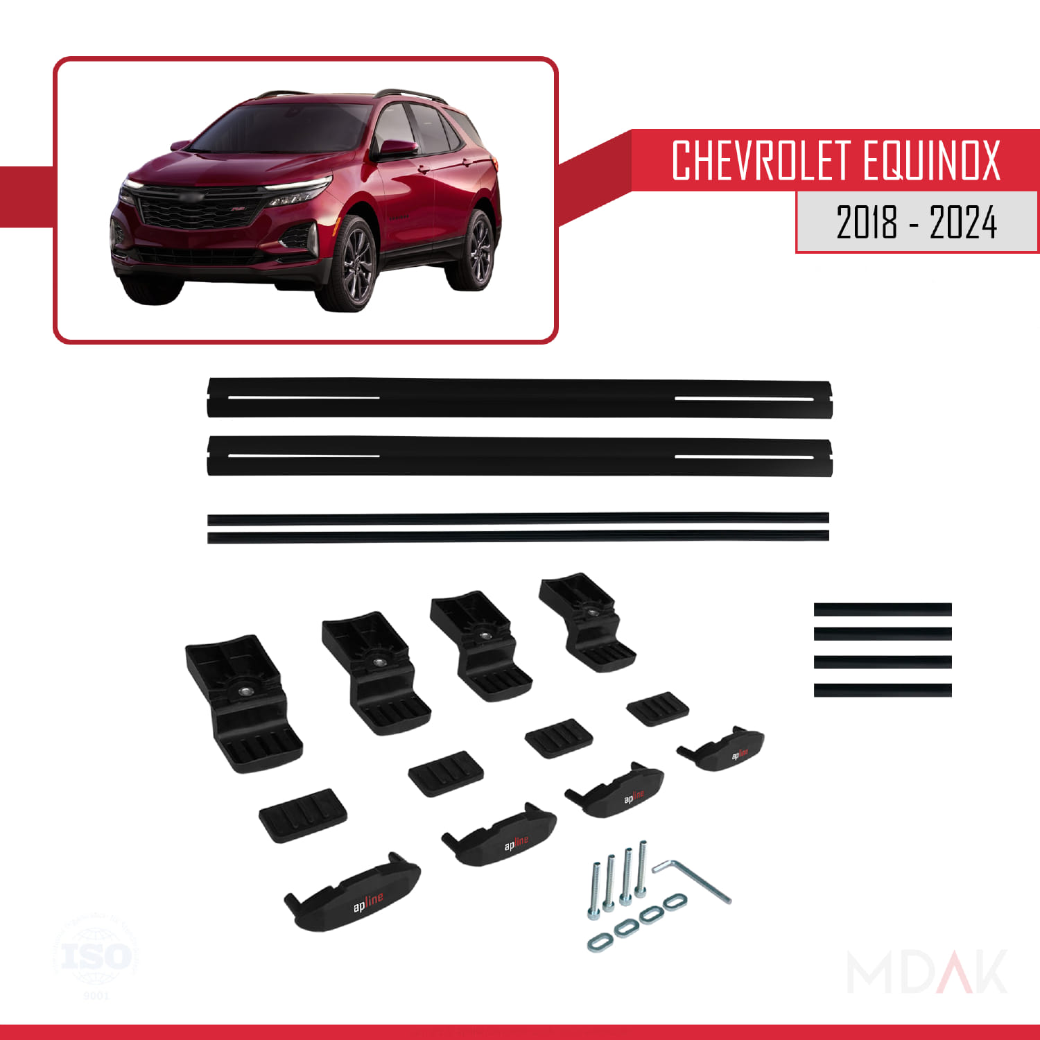 Chevrolet Equinox 2018-2024 Arası ile Uyumlu BASIC Model Ara Atkı Tavan Barı Siyah 2 Adet - Görsel 6