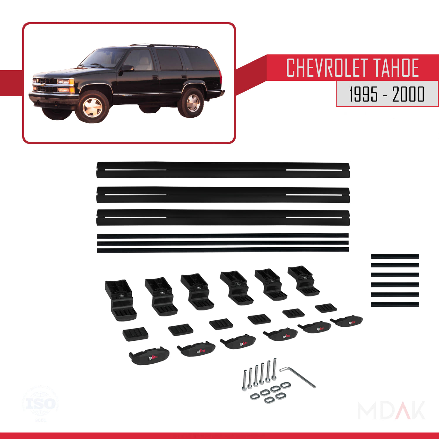 Chevrolet Tahoe 1995-2000 Arası ile Uyumlu BASIC Model Ara Atkı Tavan Barı Siyah 3 Adet - Görsel 6