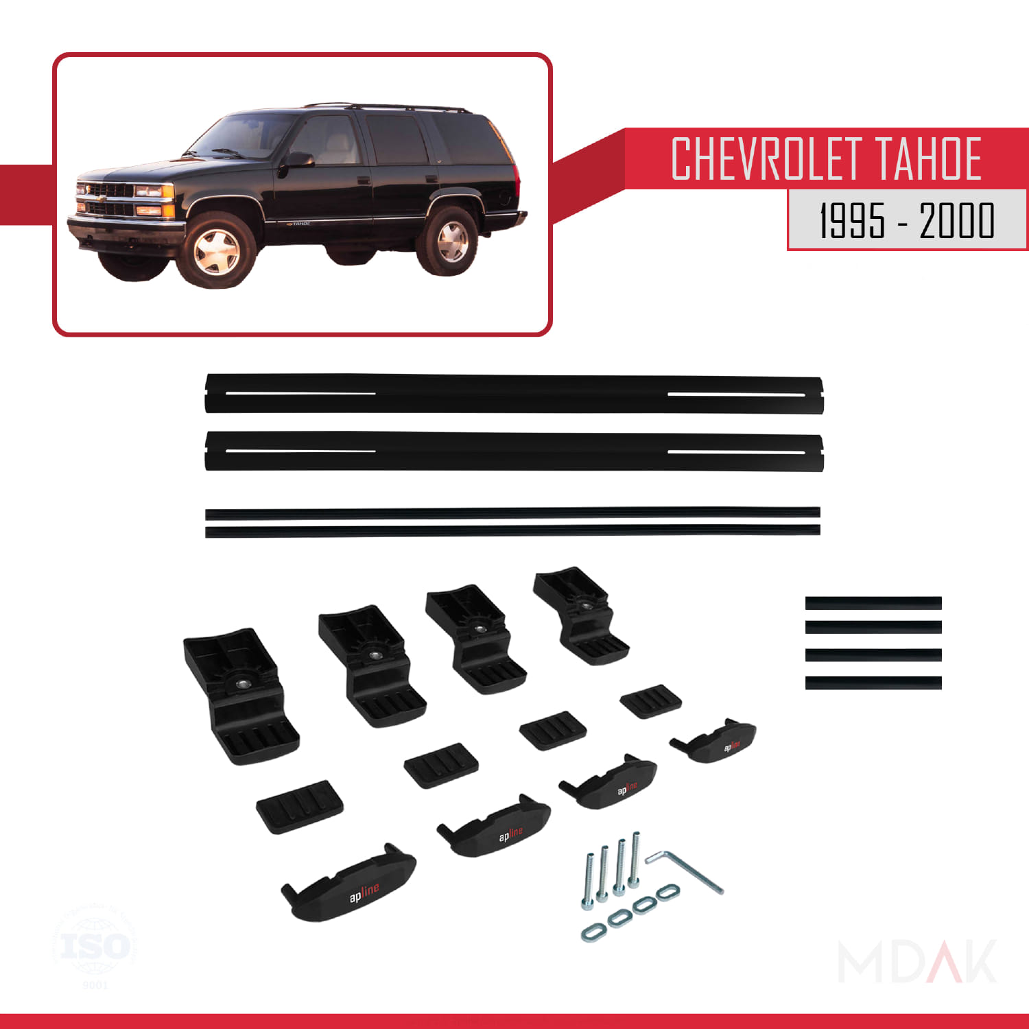 Chevrolet Tahoe 1995-2000 Arası ile Uyumlu BASIC Model Ara Atkı Tavan Barı Siyah 2 Adet - Görsel 6