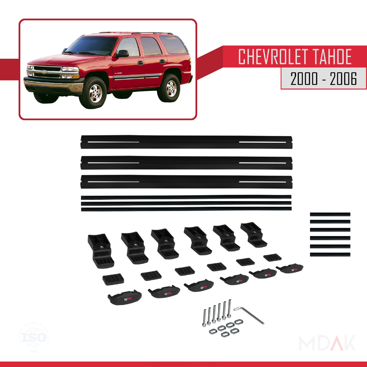 Chevrolet Tahoe 2000-2006 Arası ile Uyumlu BASIC Model Ara Atkı Tavan Barı Siyah 3 Adet - Görsel 6