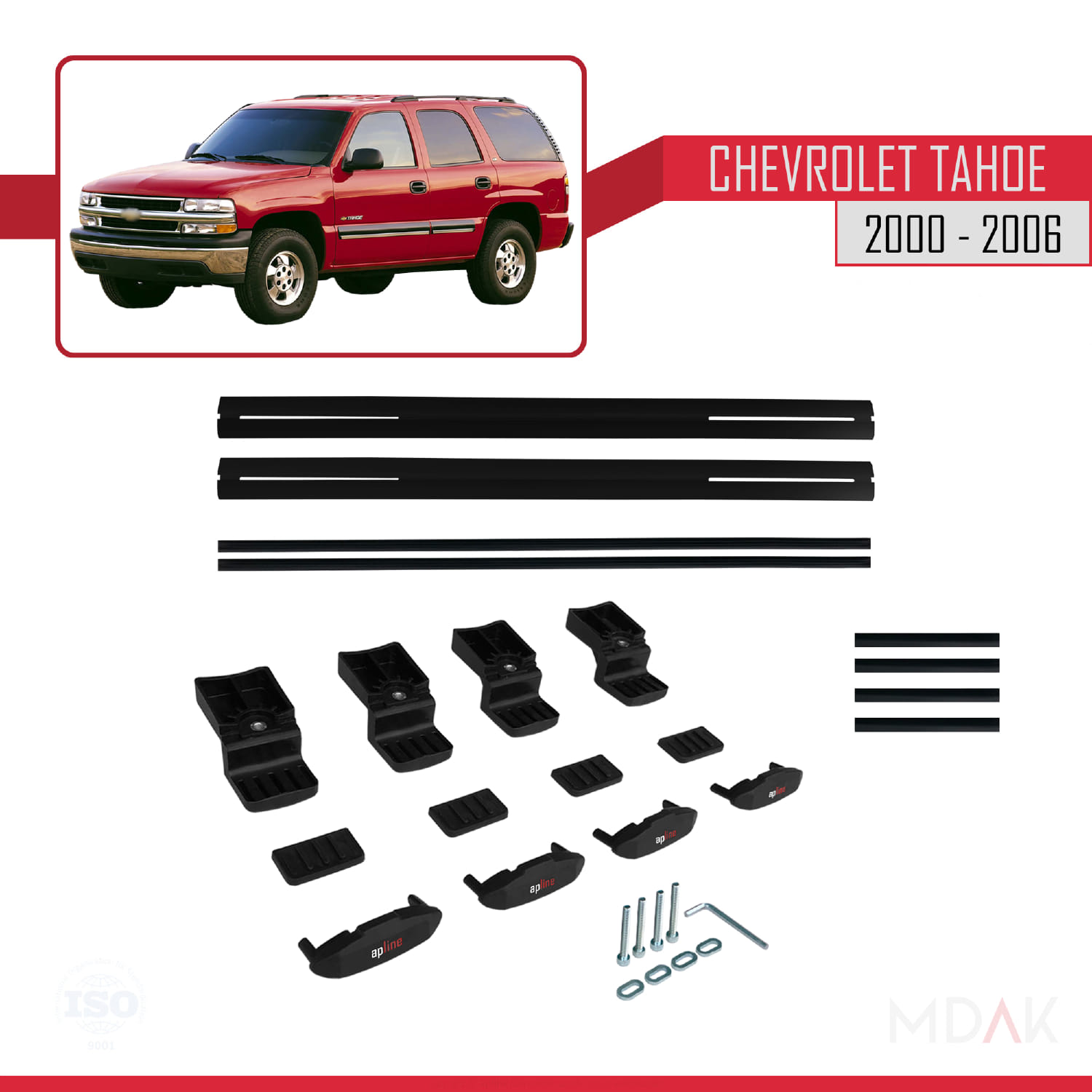 Chevrolet Tahoe 2000-2006 Arası ile Uyumlu BASIC Model Ara Atkı Tavan Barı Siyah 2 Adet - Görsel 6