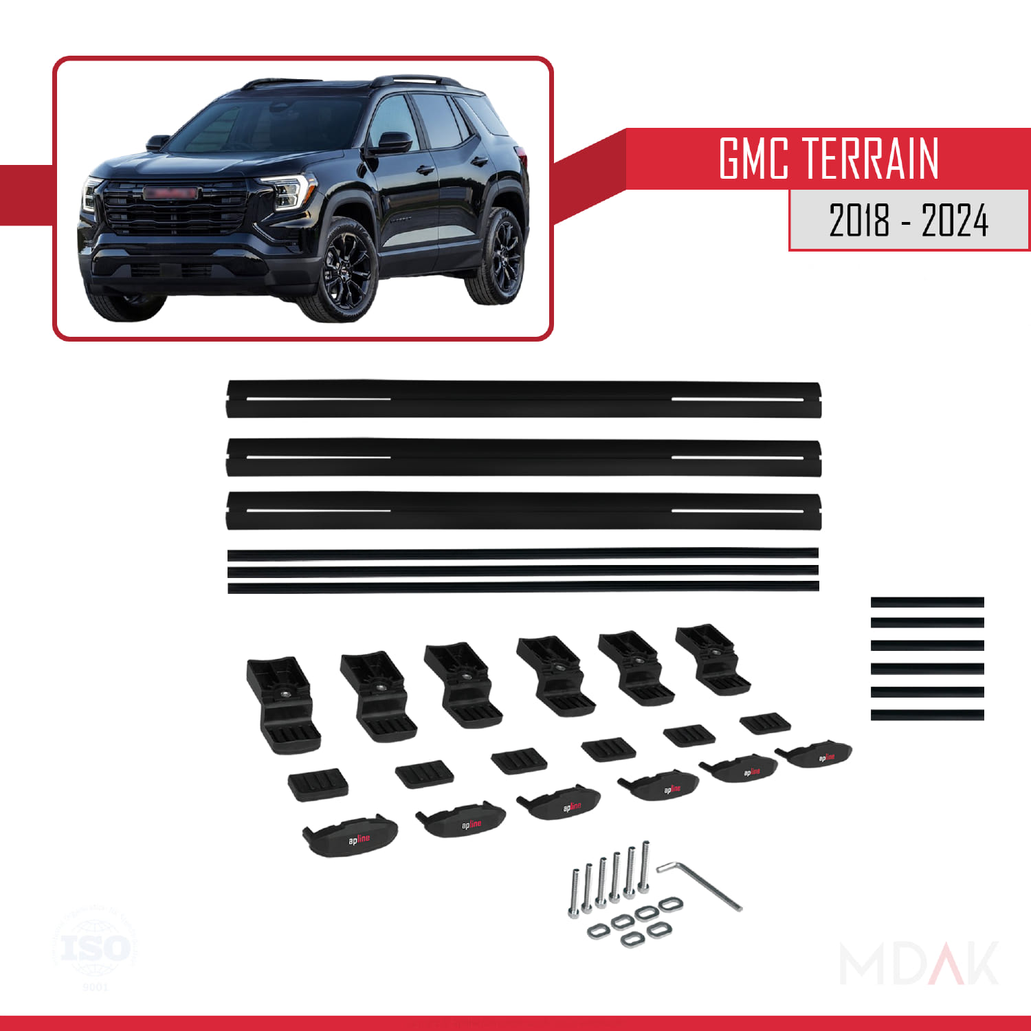GMC Terrain 2018-2024 Arası ile Uyumlu BASIC Model Ara Atkı Tavan Barı Siyah 3 Adet - Görsel 6