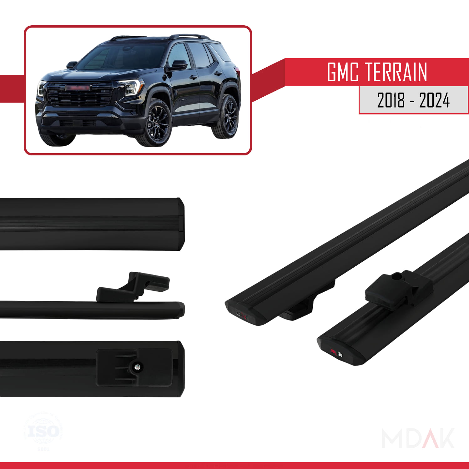 GMC Terrain 2018-2024 Arası ile Uyumlu BASIC Model Ara Atkı Tavan Barı Siyah 2 Adet - Görsel 3