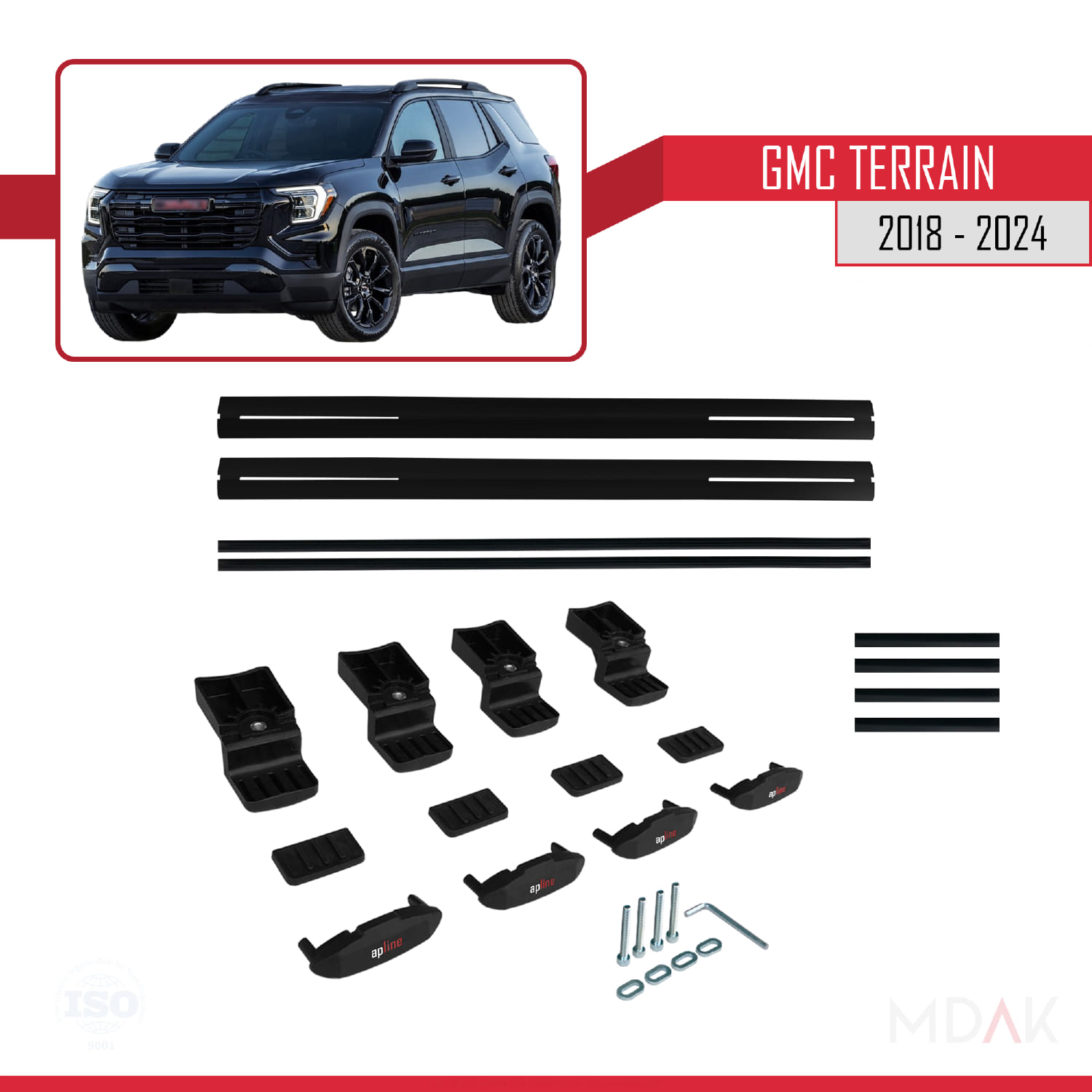 GMC Terrain 2018-2024 Arası ile Uyumlu BASIC Model Ara Atkı Tavan Barı Siyah 2 Adet - Görsel 6