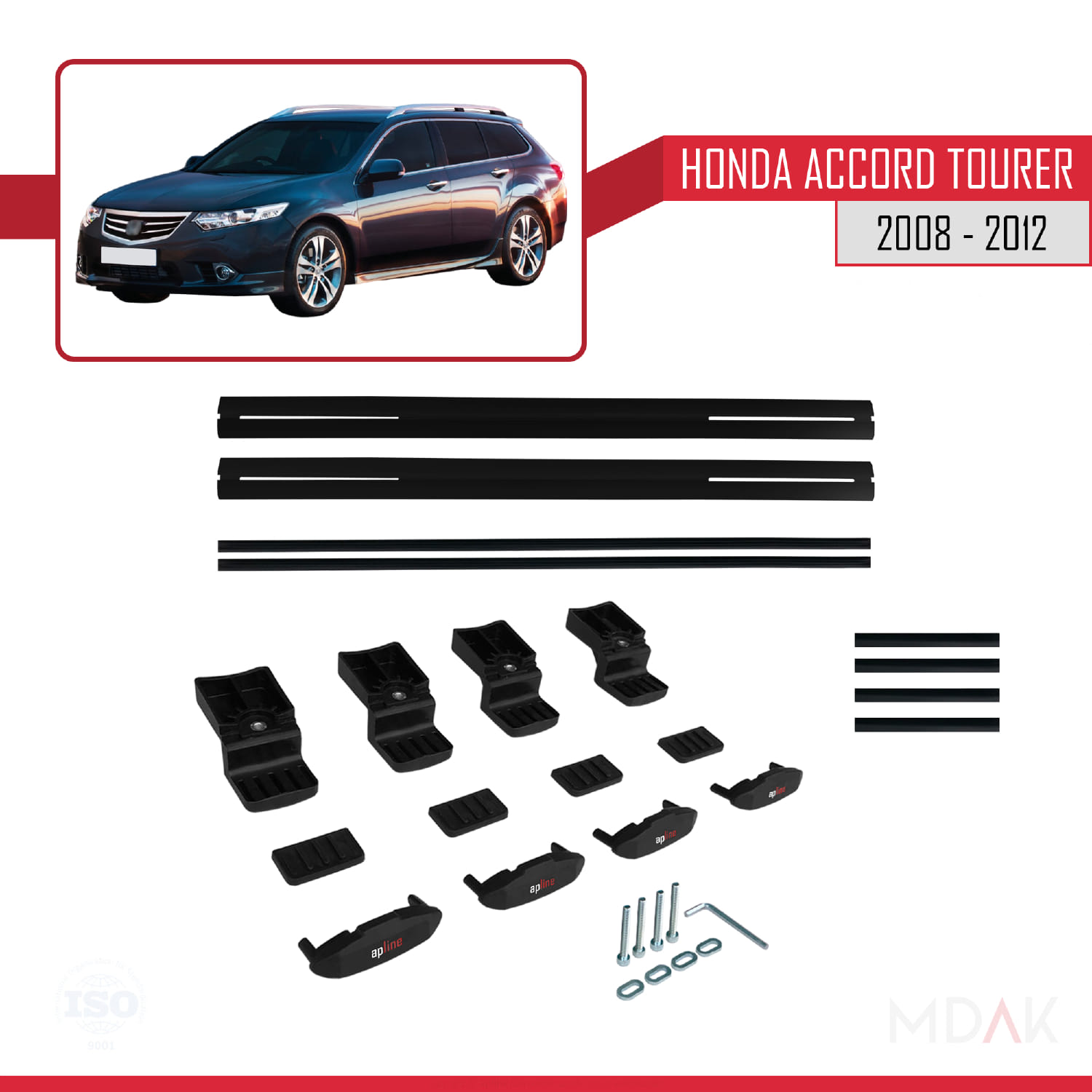 Honda Accord Tourer 2008-2012 Arası ile Uyumlu BASIC Model Ara Atkı Tavan Barı Siyah 2 Adet - Görsel 6