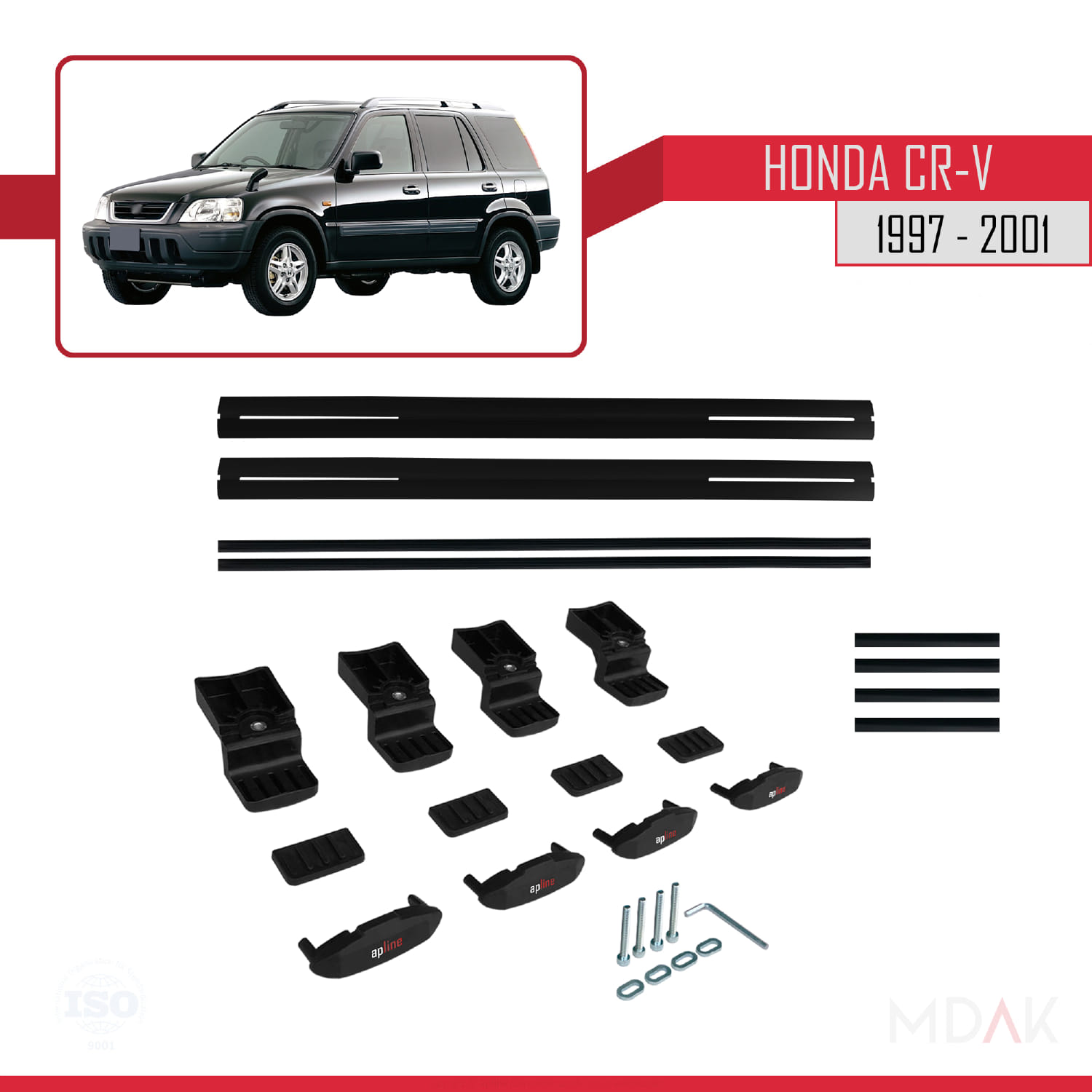 Honda CR-V 1997-2001 Arası ile Uyumlu BASIC Model Ara Atkı Tavan Barı Siyah 2 Adet - Görsel 6