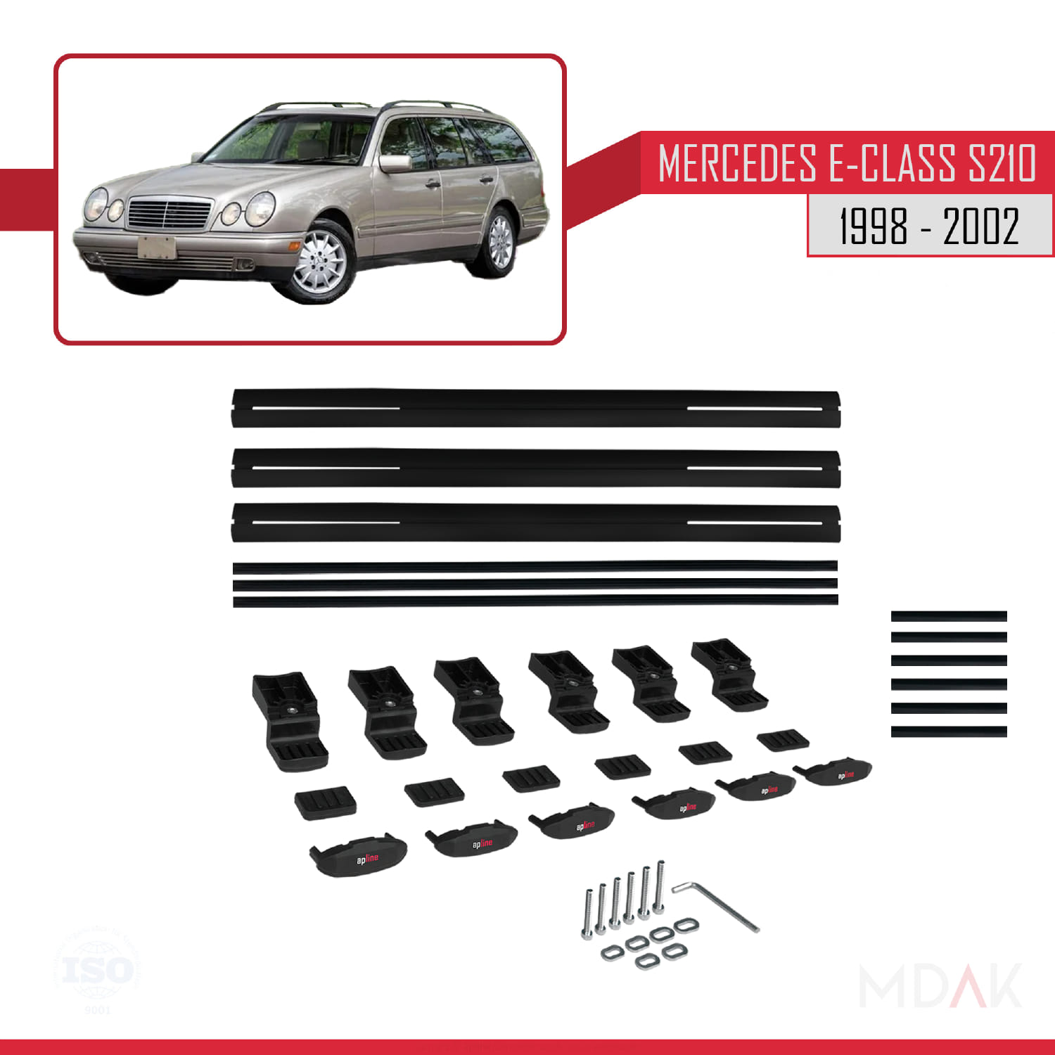 Mercedes E Class S210 Wagon 1998-2002 Arası ile Uyumlu BASIC Model Ara Atkı Tavan Barı Siyah 3 Adet - Görsel 6