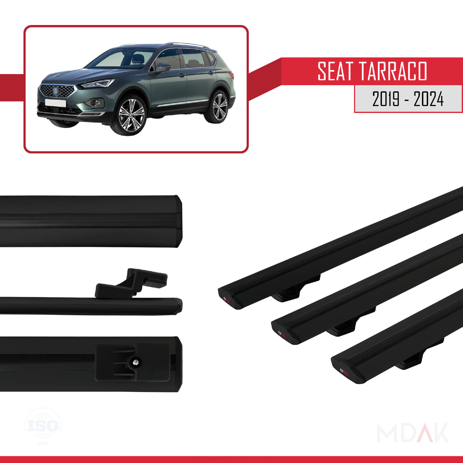 Seat Tarraco 2019-2024 Arası ile Uyumlu BASIC Model Ara Atkı Tavan Barı Siyah 3 Adet - Görsel 3