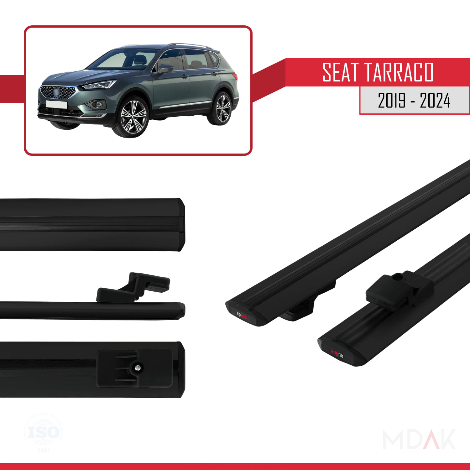 Seat Tarraco 2019-2024 Arası ile Uyumlu BASIC Model Ara Atkı Tavan Barı Siyah 2 Adet - Görsel 3