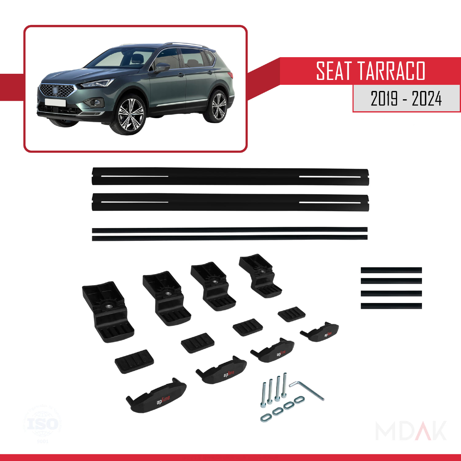 Seat Tarraco 2019-2024 Arası ile Uyumlu BASIC Model Ara Atkı Tavan Barı Siyah 2 Adet - Görsel 6