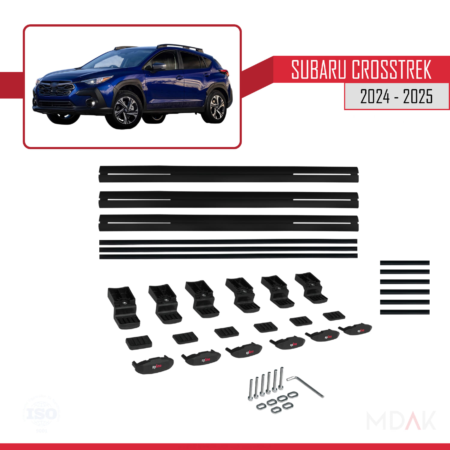 Subaru Crosstrek 2024 ve Sonrası ile Uyumlu BASIC Model Ara Atkı Tavan Barı Siyah 3 Adet - Görsel 6