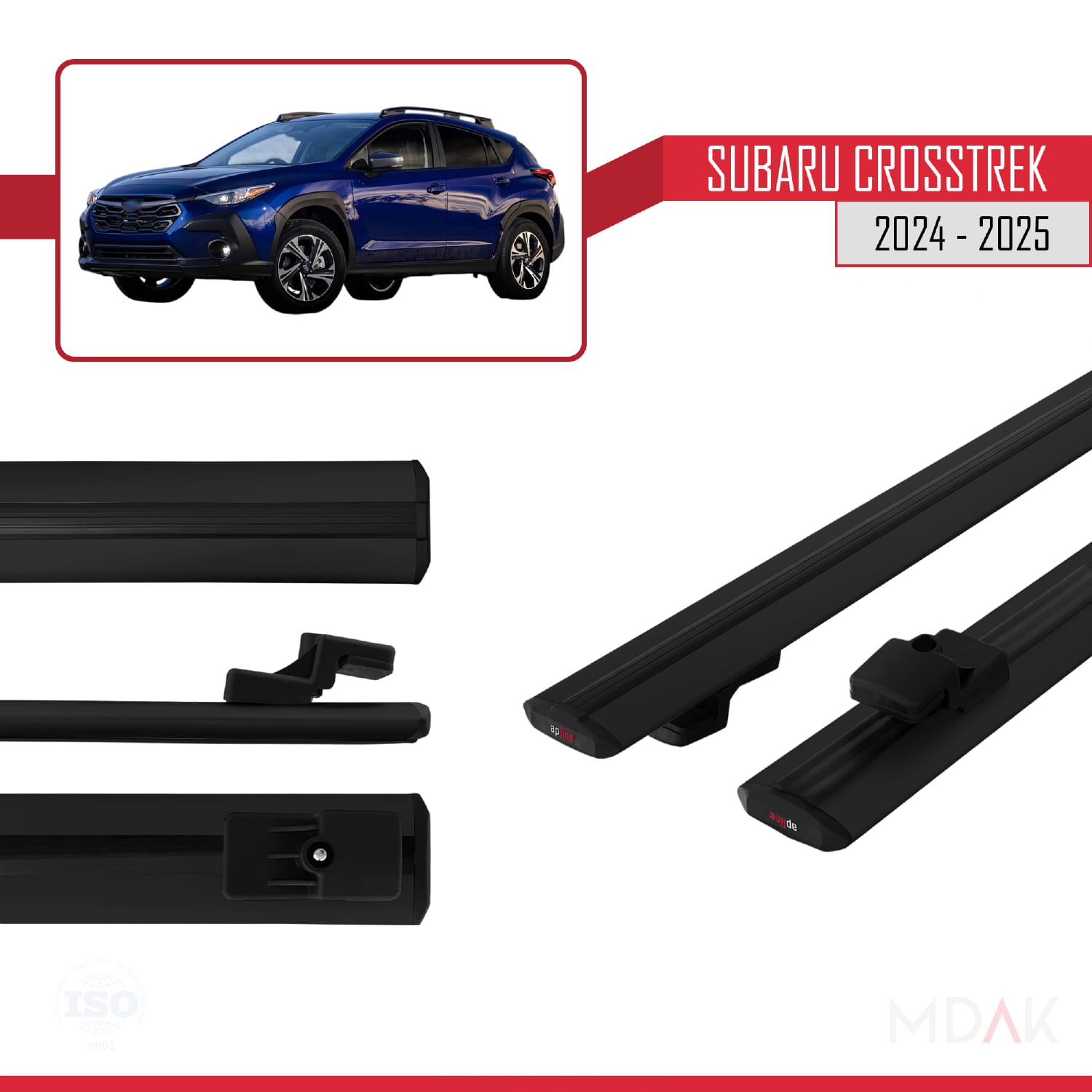 Subaru Crosstrek 2024 ve Sonrası ile Uyumlu BASIC Model Ara Atkı Tavan Barı Siyah 2 Adet - Görsel 3
