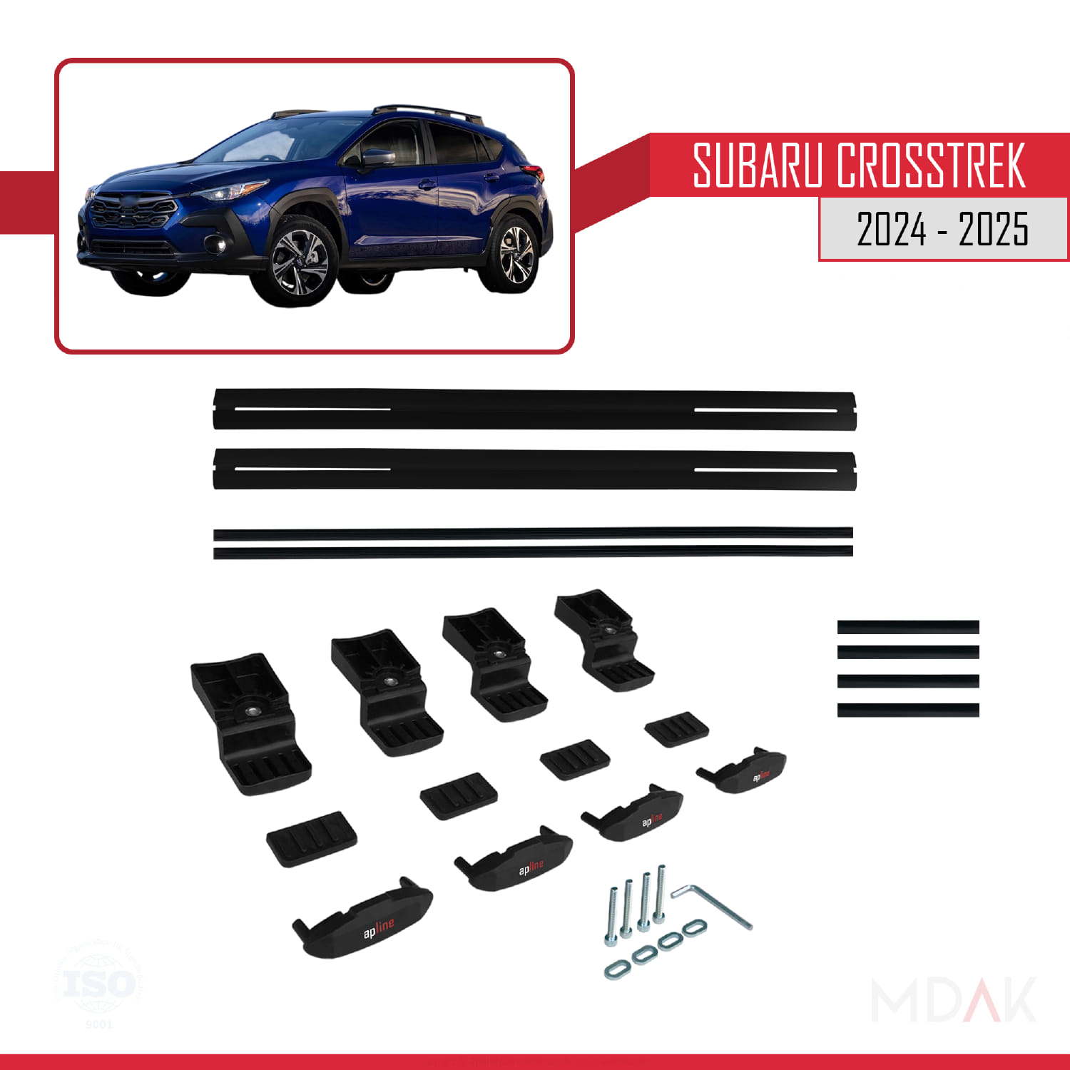 Subaru Crosstrek 2024 ve Sonrası ile Uyumlu BASIC Model Ara Atkı Tavan Barı Siyah 2 Adet - Görsel 6