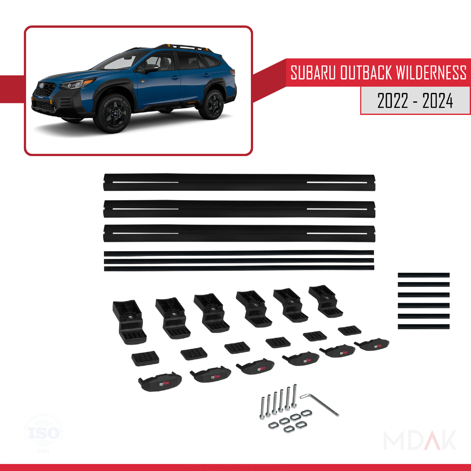 Subaru Outback Wilderness 2022-2024 Arası ile Uyumlu BASIC Model Ara Atkı Tavan Barı Siyah 3 Adet - Görsel 6
