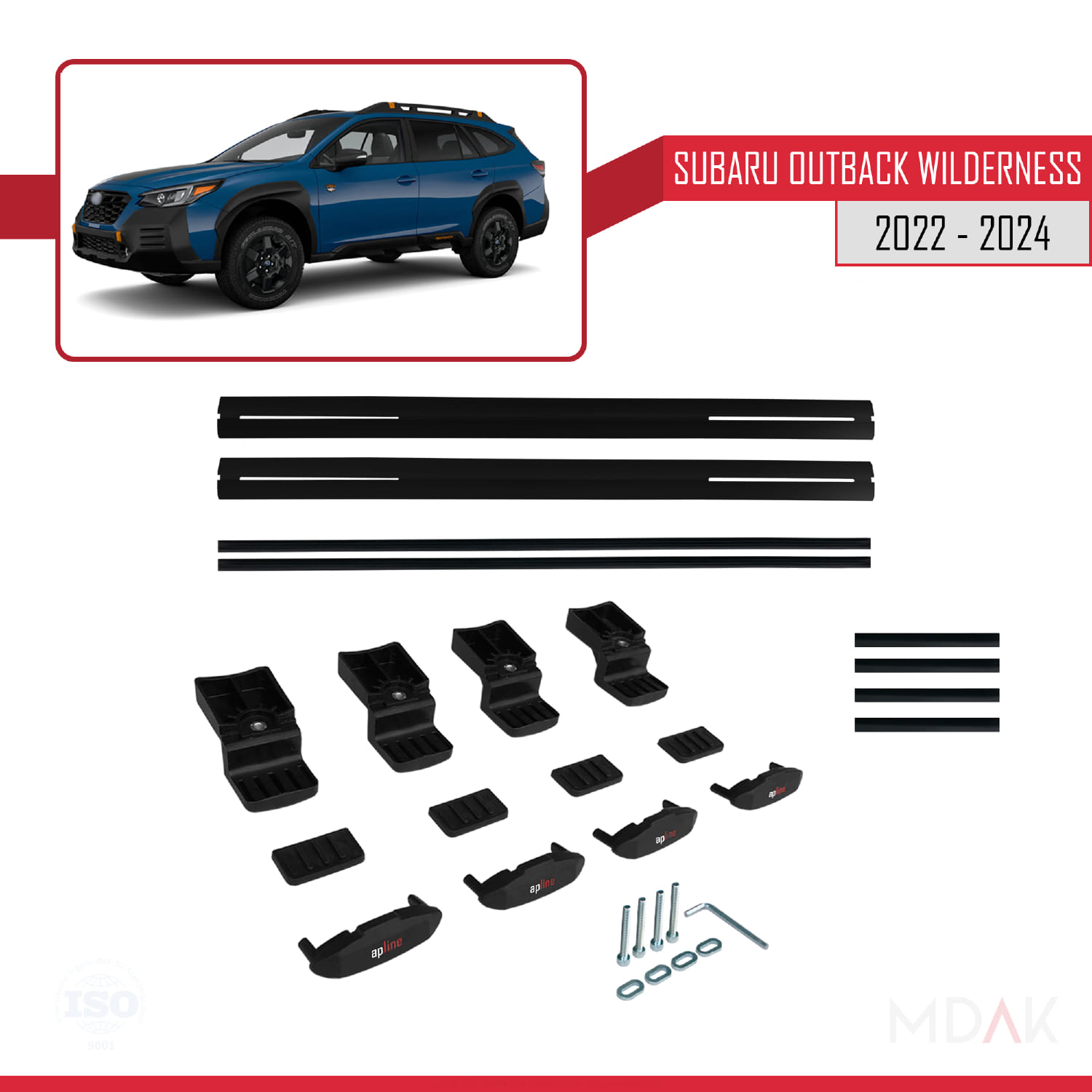 Subaru Outback Wilderness 2022-2024 Arası ile Uyumlu BASIC Model Ara Atkı Tavan Barı Siyah 2 Adet - Görsel 6