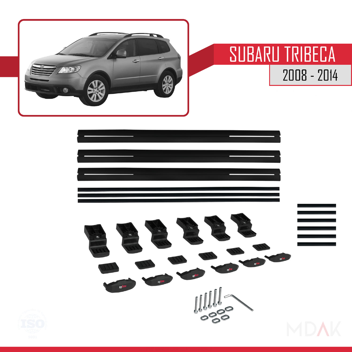 Subaru Tribeca 2008-2014 Arası ile Uyumlu BASIC Model Ara Atkı Tavan Barı Siyah 3 Adet - Görsel 6
