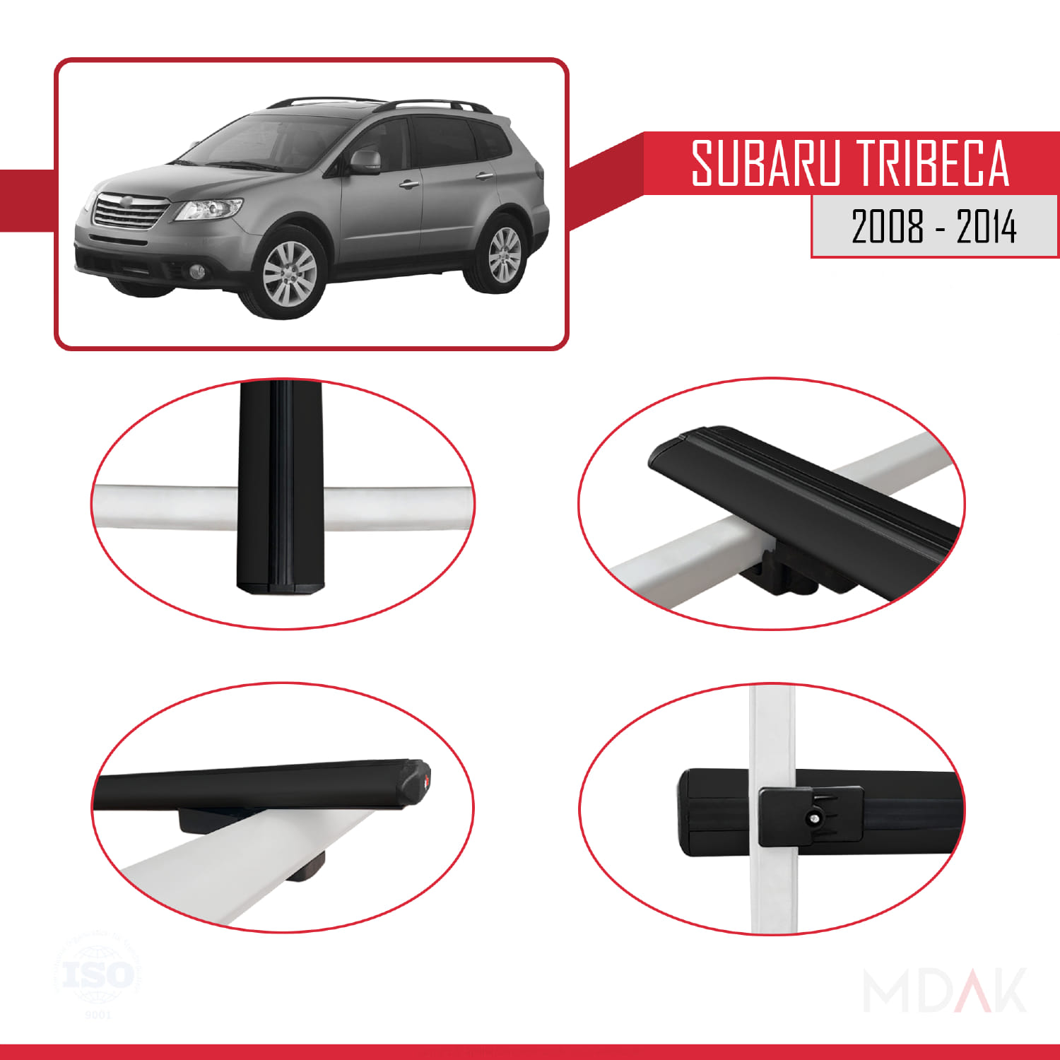 Subaru Tribeca 2008-2014 Arası ile Uyumlu BASIC Model Ara Atkı Tavan Barı Siyah 3 Adet - Görsel 4