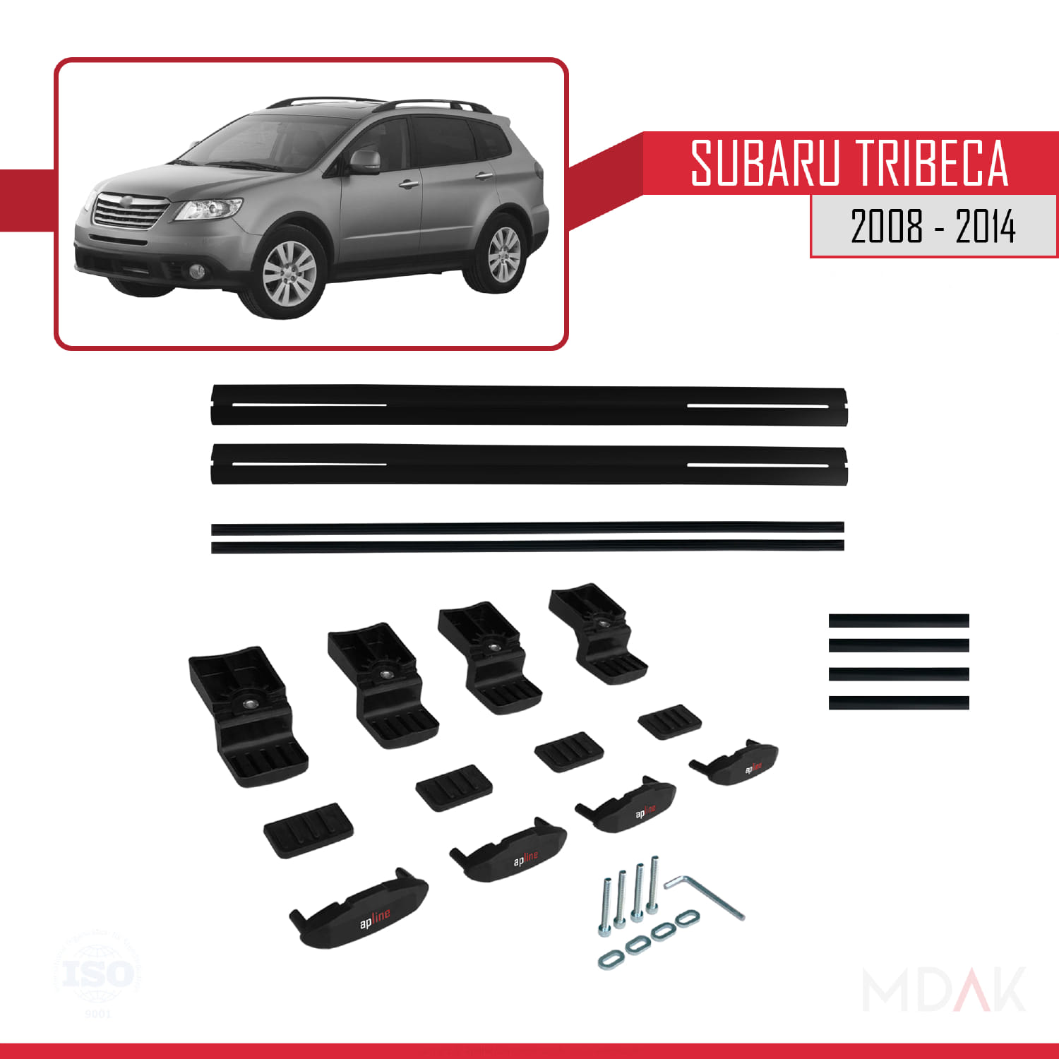 Subaru Tribeca 2008-2014 Arası ile Uyumlu BASIC Model Ara Atkı Tavan Barı Siyah 2 Adet - Görsel 6