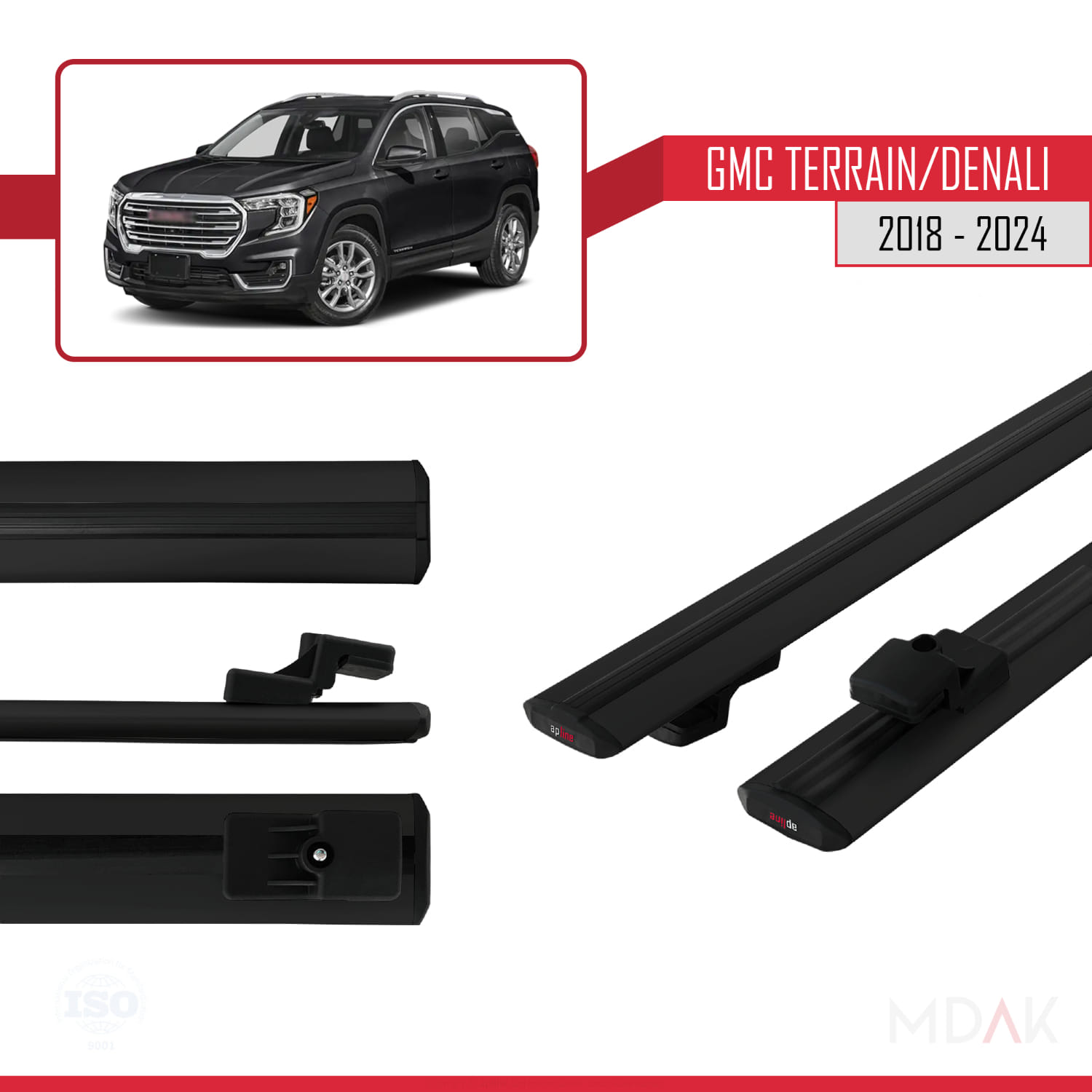 GMC Terrain / Denali 2018-2024 Arası ile Uyumlu BASIC Model Ara Atkı Tavan Barı Siyah 2 Adet - Görsel 3