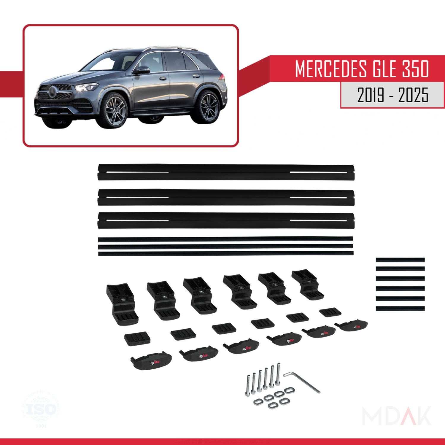 Mercedes GLE Class 4 (W167) 2019-2025 Arası ile uyumlu BASIC Model Ara Atkı Tavan Barı Siyah 3 Adet - Görsel 6