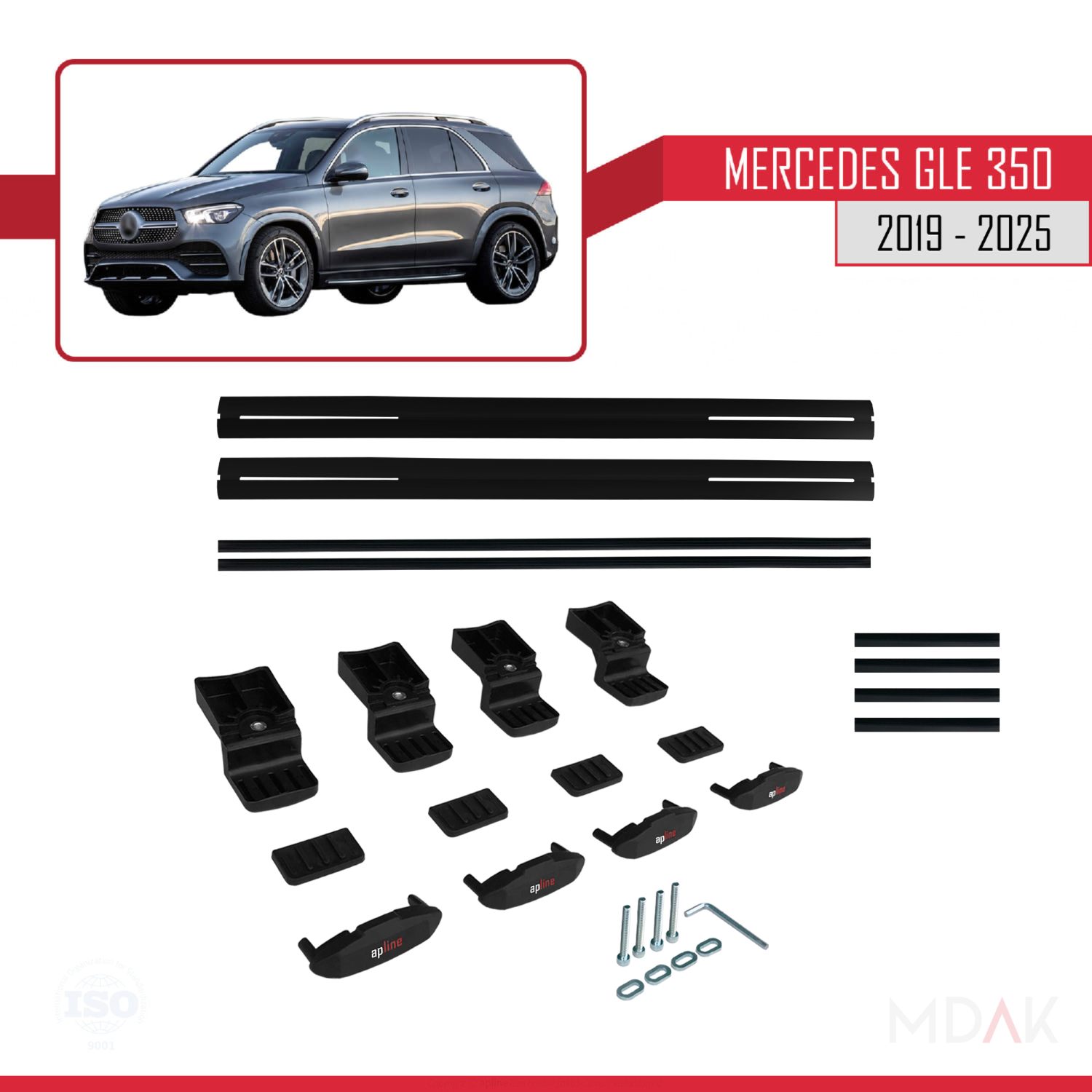 Mercedes GLE Class 4 (W167) 2019-2025 Arası ile uyumlu BASIC Model Ara Atkı Tavan Barı Siyah 2 Adet - Görsel 6