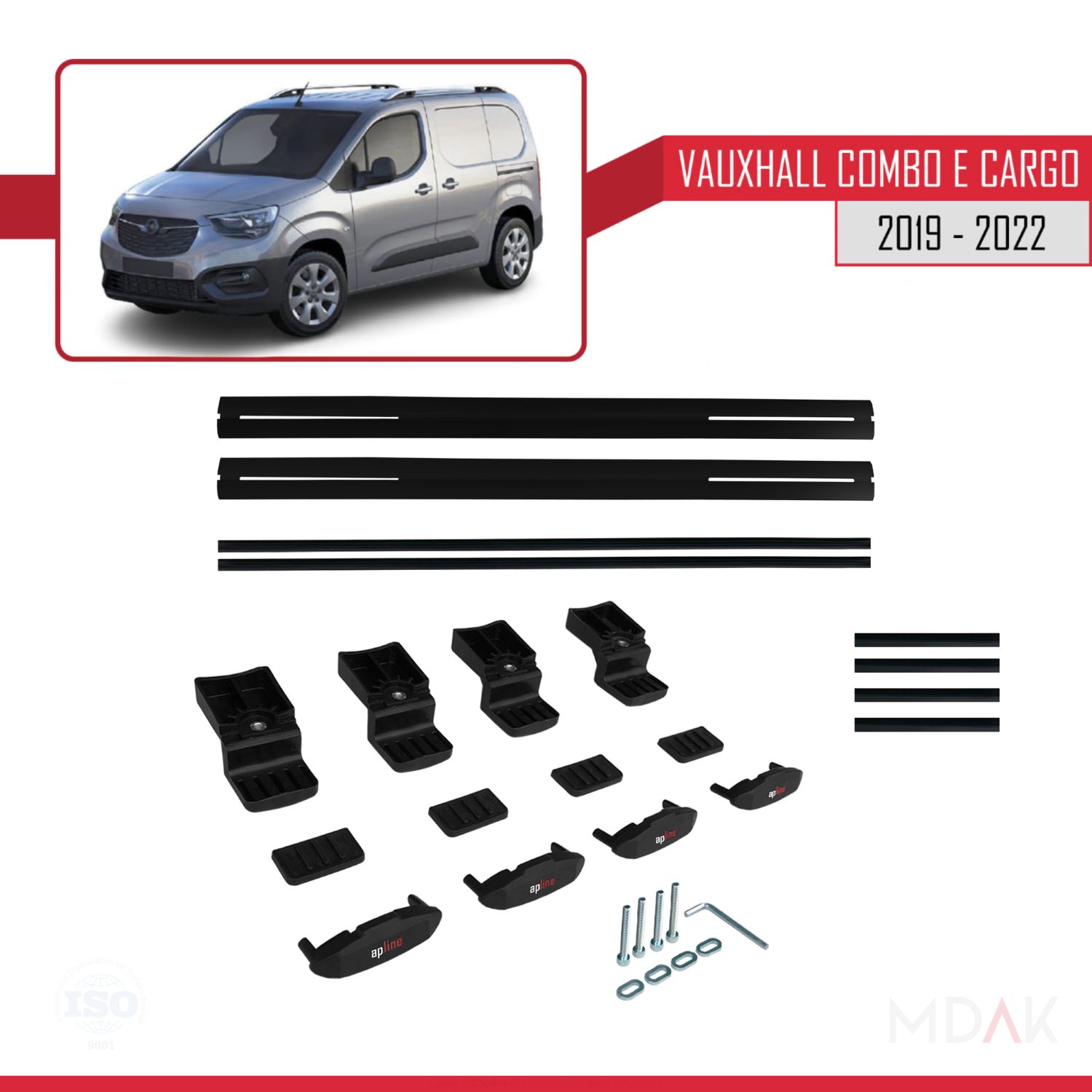 Vauxhall Combo E Cargo 2019-2022 Arası ile uyumlu BASIC Model Ara Atkı Tavan Barı Siyah 2 Adet - Görsel 6