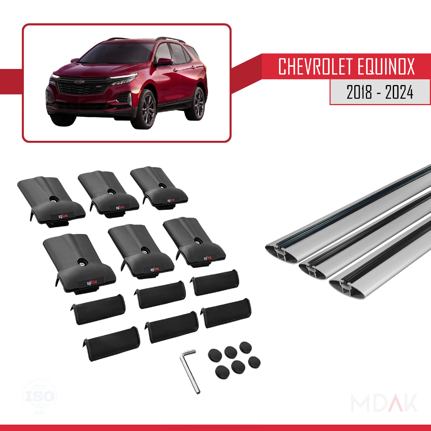 Chevrolet Equinox 2018-2024 Arası ile Uyumlu FLY Model Ara Atkı Tavan Barı Gri 3 Adet - Görsel 5