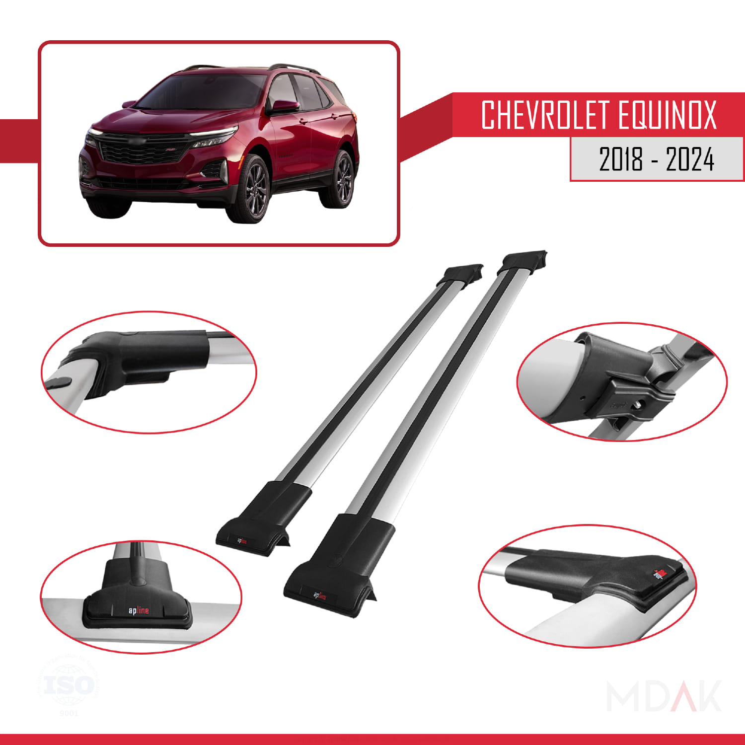 Chevrolet Equinox 2018-2024 Arası ile Uyumlu FLY Model Ara Atkı Tavan Barı Gri 2 Adet - Görsel 3