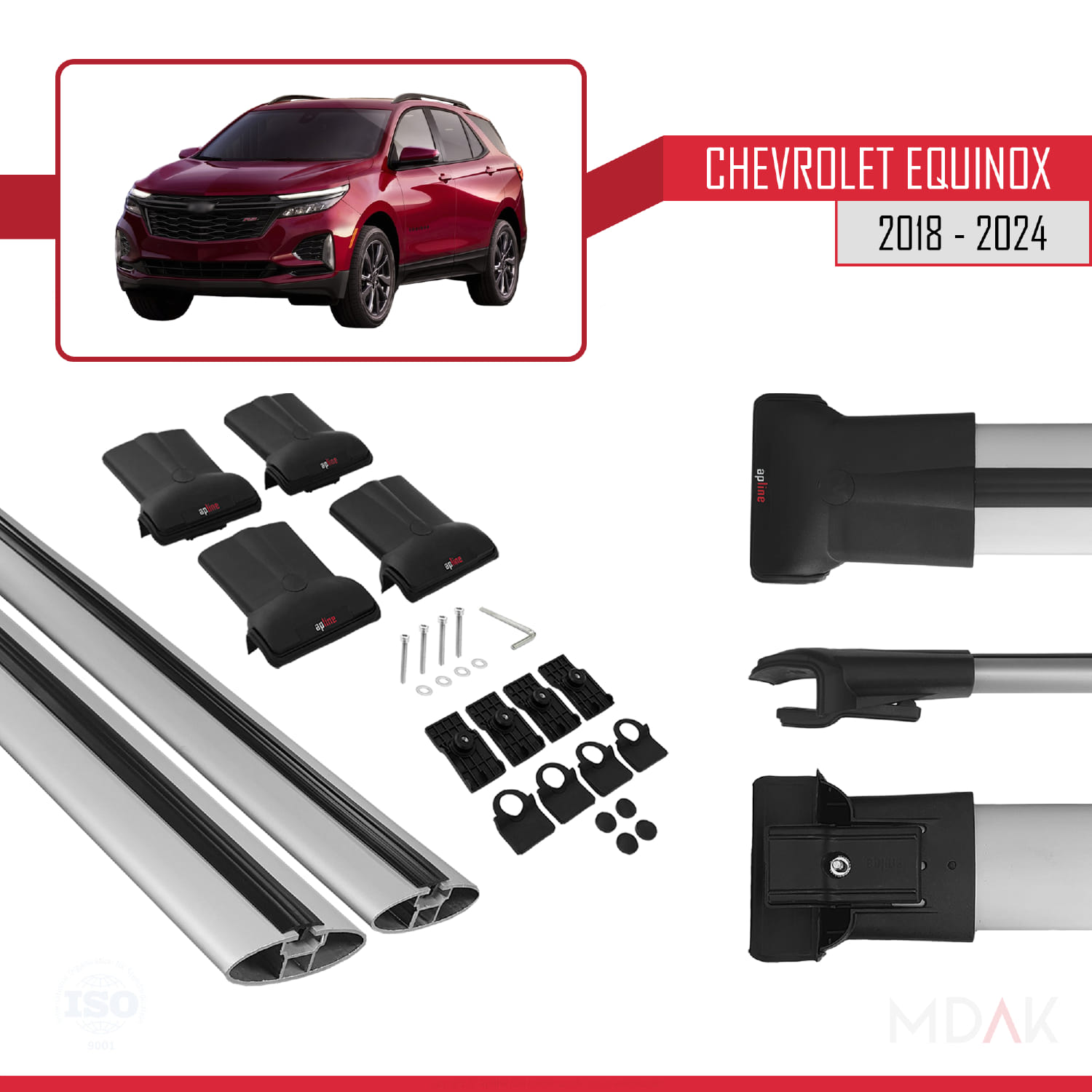 Chevrolet Equinox 2018-2024 Arası ile Uyumlu FLY Model Ara Atkı Tavan Barı Gri 2 Adet - Görsel 5