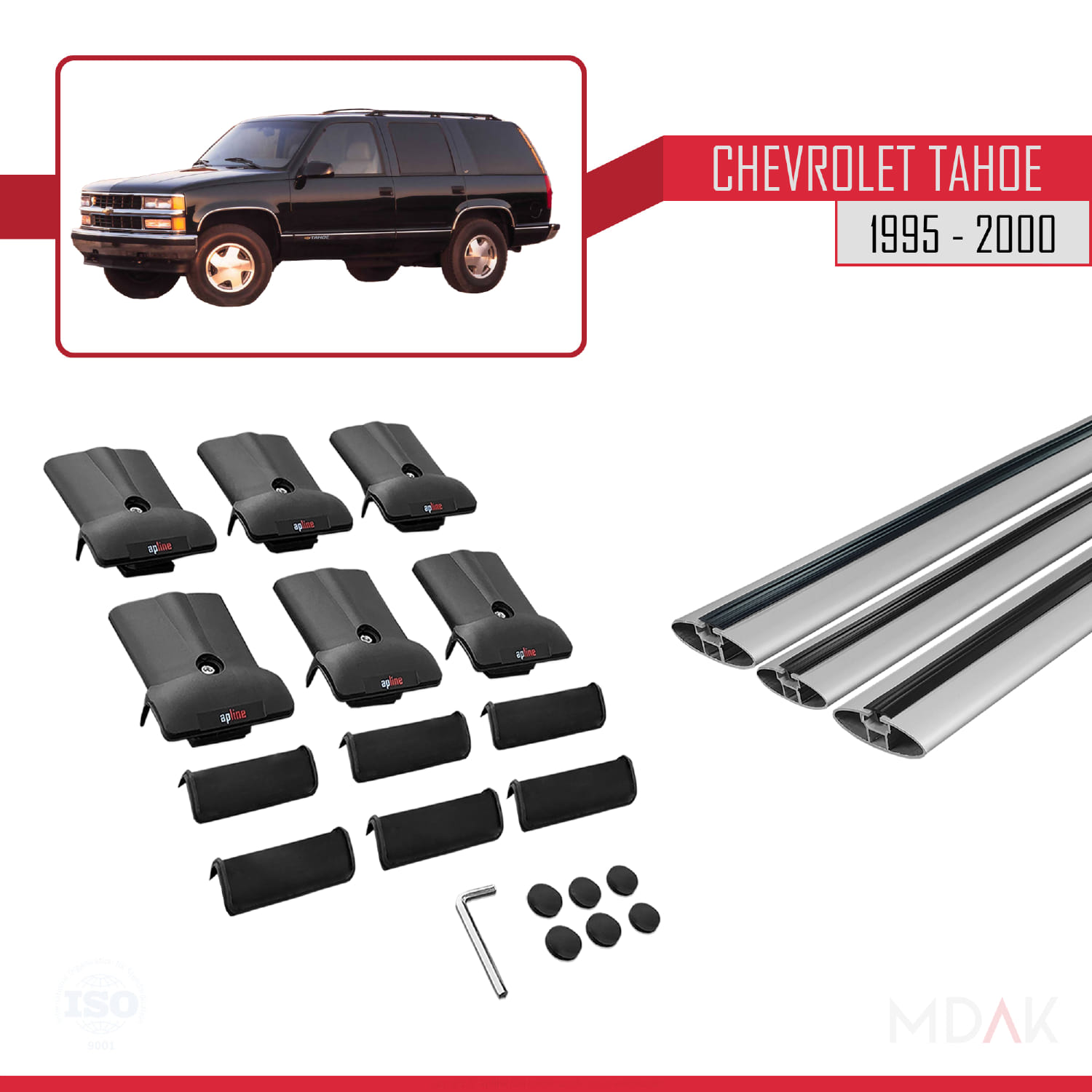 Chevrolet Tahoe 1995-2000 Arası ile Uyumlu FLY Model Ara Atkı Tavan Barı Gri 3 Adet - Görsel 5
