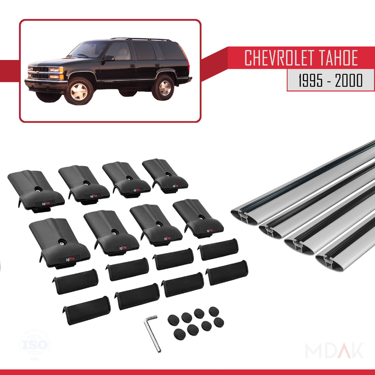Chevrolet Tahoe 1995-2000 Arası ile Uyumlu FLY Model Ara Atkı Tavan Barı Gri 4 Adet - Görsel 5