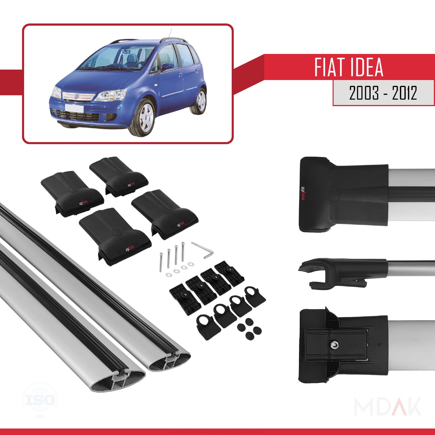 Fiat Idea 2003-2012 Arası ile Uyumlu FLY Model Ara Atkı Tavan Barı Gri 2 Adet - Görsel 5
