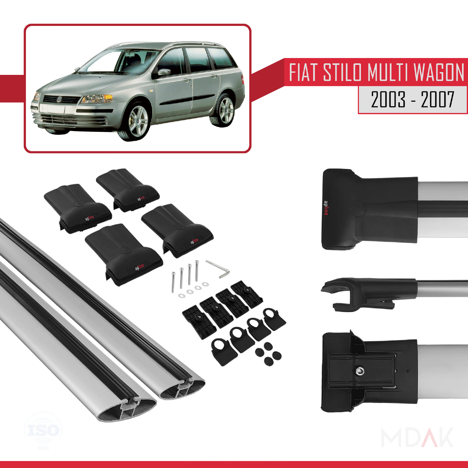 Fiat Stilo Multi Wagon 2003-2007 Arası ile Uyumlu FLY Model Ara Atkı Tavan Barı Gri 2 Adet - Görsel 5