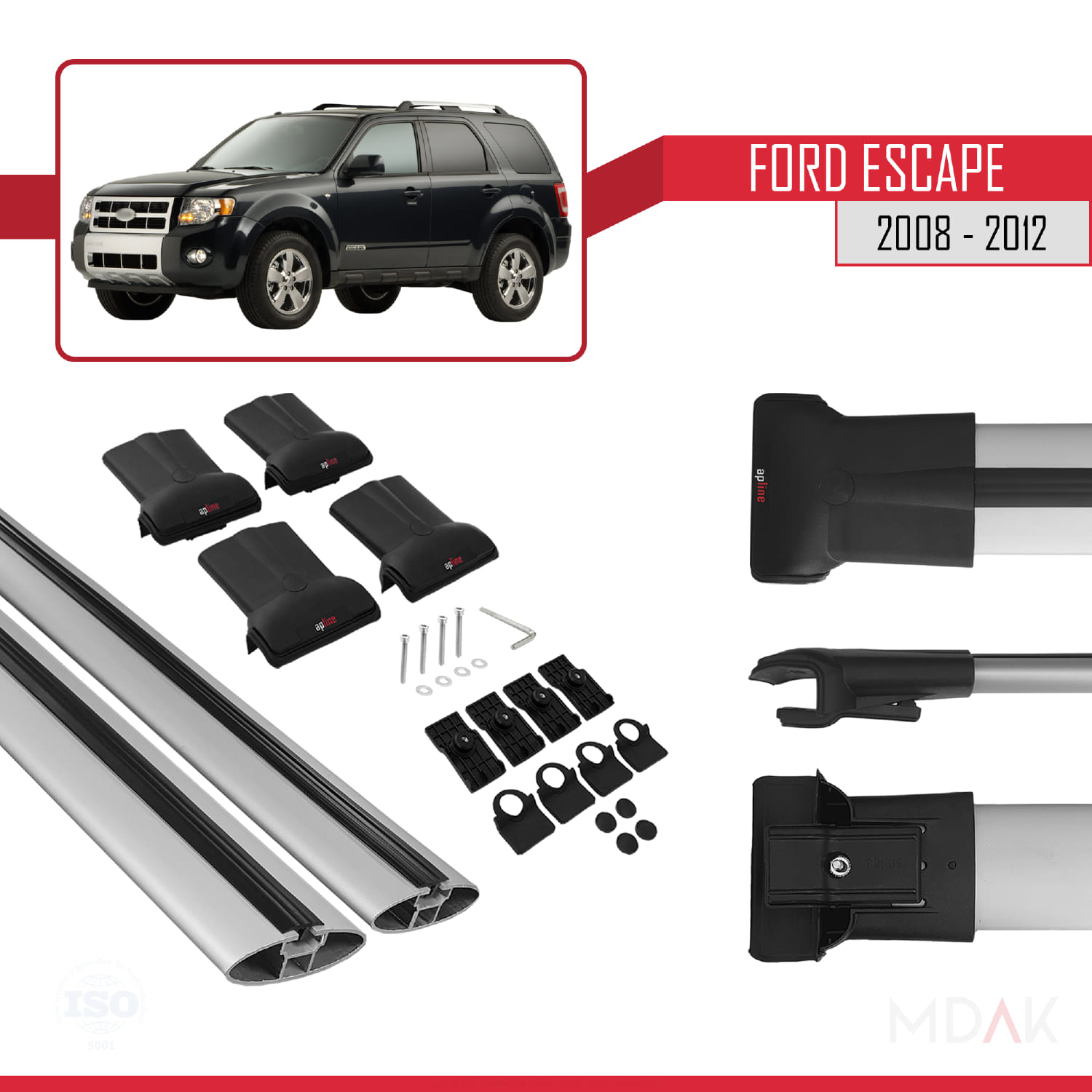 Ford Escape 2008-2012 Arası ile Uyumlu FLY Model Ara Atkı Tavan Barı Gri 2 Adet - Görsel 5