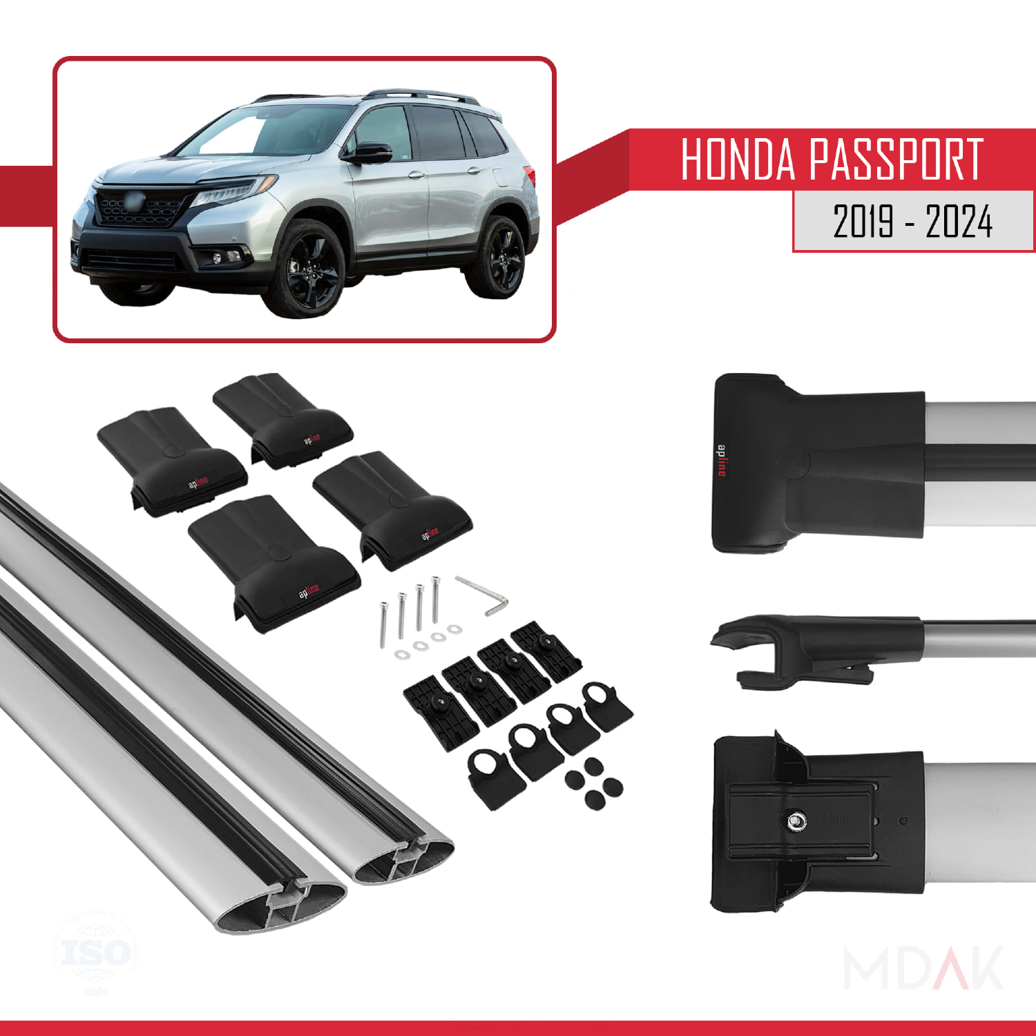 Honda Passport 2019-2024 Arası ile Uyumlu FLY Model Ara Atkı Tavan Barı Gri 2 Adet - Görsel 5
