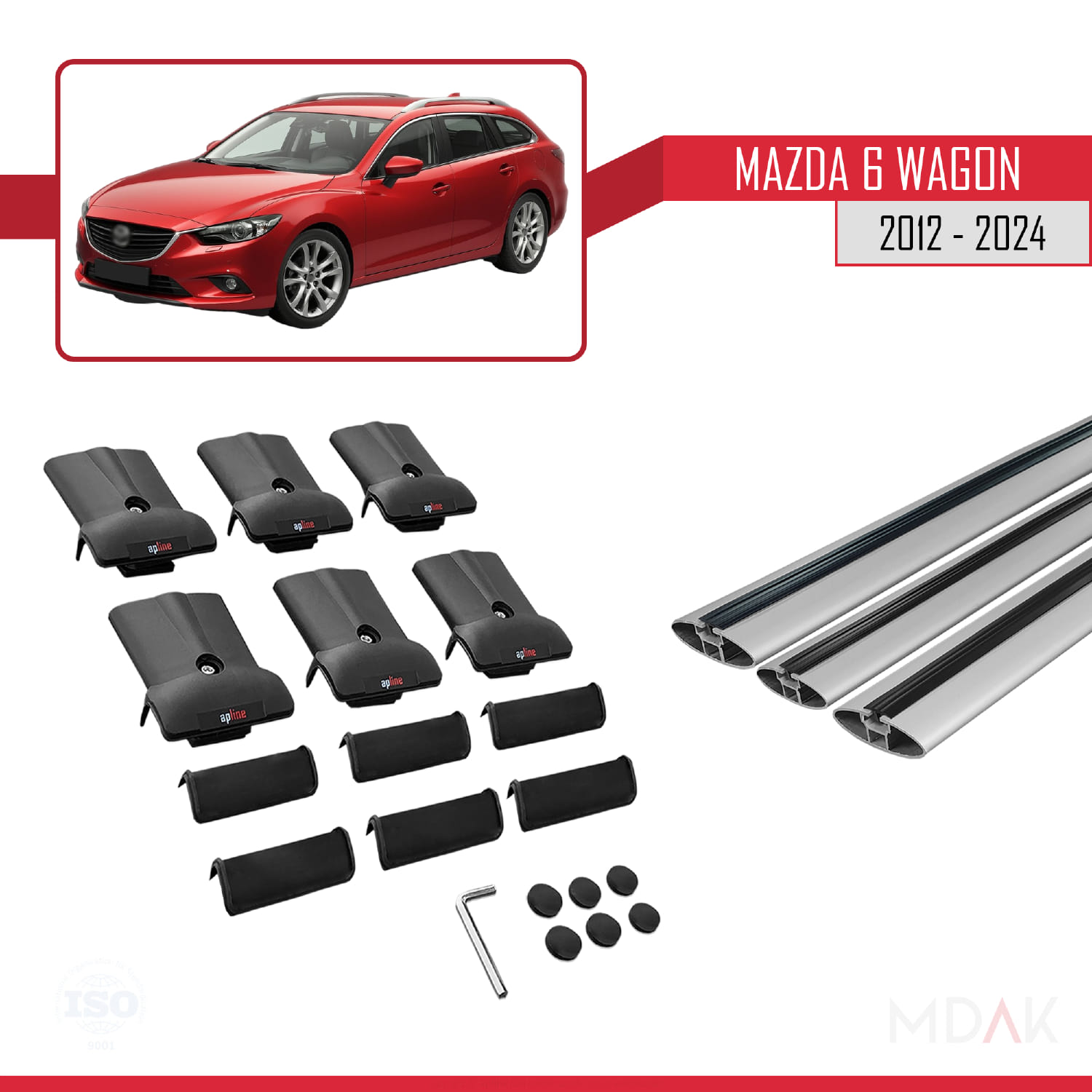 Mazda 6 Wagon 2012-2024 Arası ile Uyumlu FLY Model Ara Atkı Tavan Barı Gri 3 Adet - Görsel 5