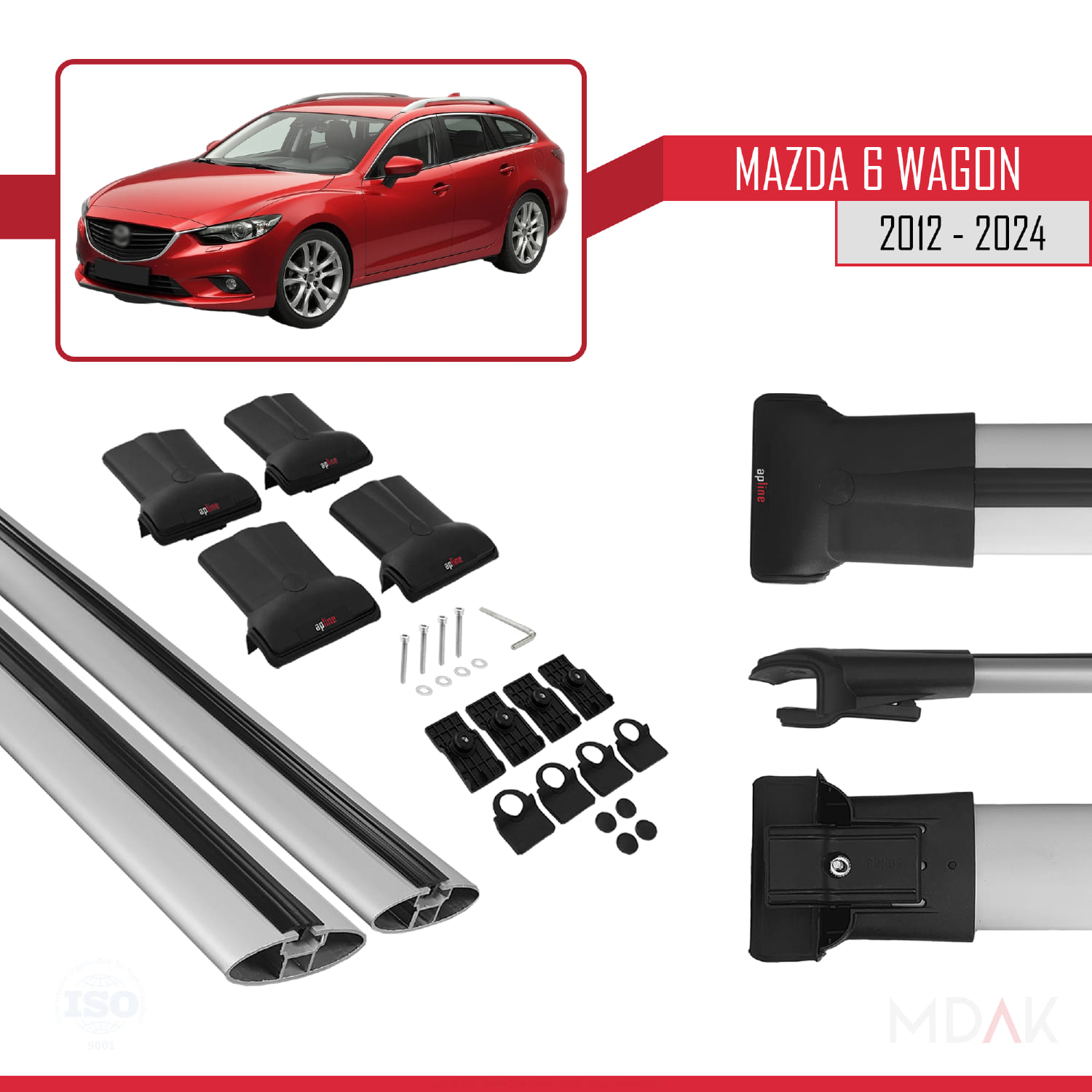 Mazda 6 Wagon 2012-2024 Arası ile Uyumlu FLY Model Ara Atkı Tavan Barı Gri 2 Adet - Görsel 5