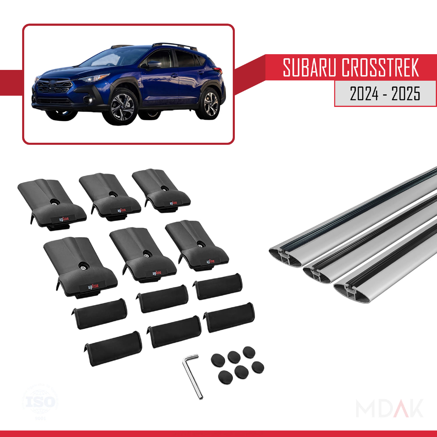 Subaru Crosstrek 2024 ve Sonrası ile Uyumlu FLY Model Ara Atkı Tavan Barı Gri 3 Adet - Görsel 5