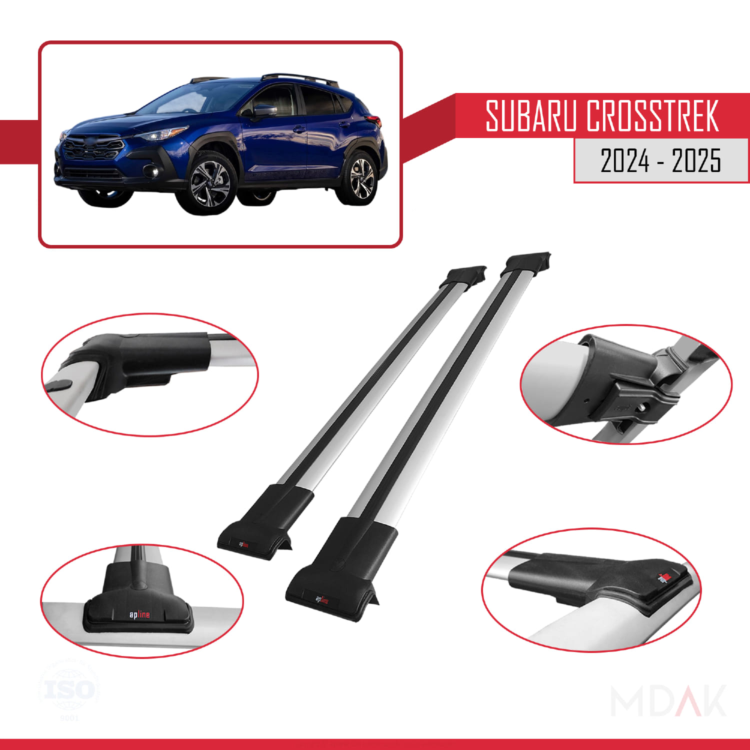 Subaru Crosstrek 2024 ve Sonrası ile Uyumlu FLY Model Ara Atkı Tavan Barı Gri 2 Adet - Görsel 3