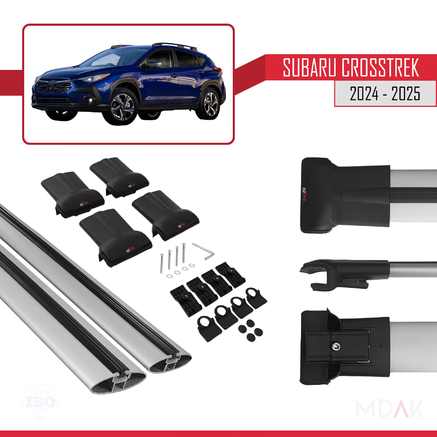 Subaru Crosstrek 2024 ve Sonrası ile Uyumlu FLY Model Ara Atkı Tavan Barı Gri 2 Adet - Görsel 5