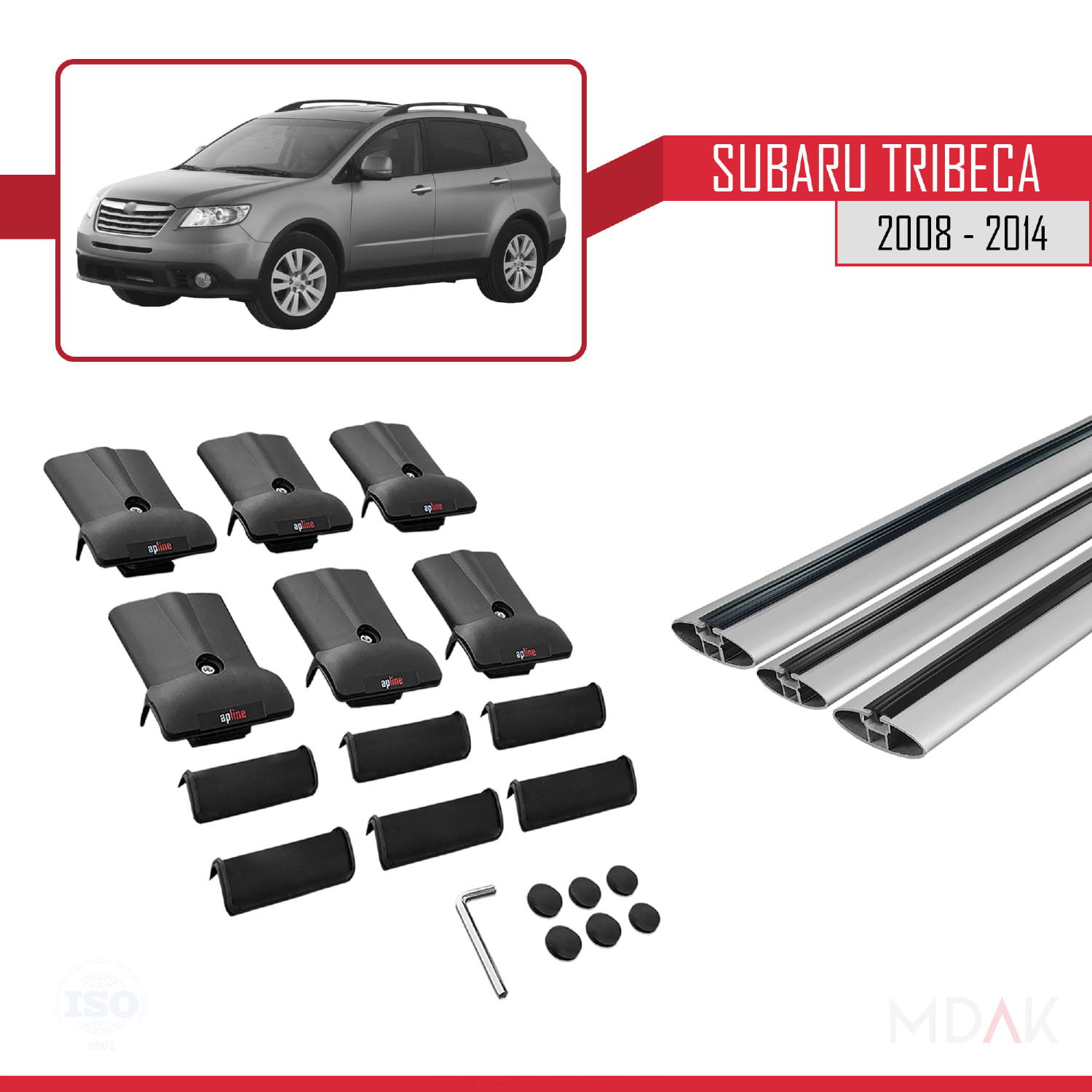 Subaru Tribeca 2008-2014 Arası ile Uyumlu FLY Model Ara Atkı Tavan Barı Gri 3 Adet - Görsel 5